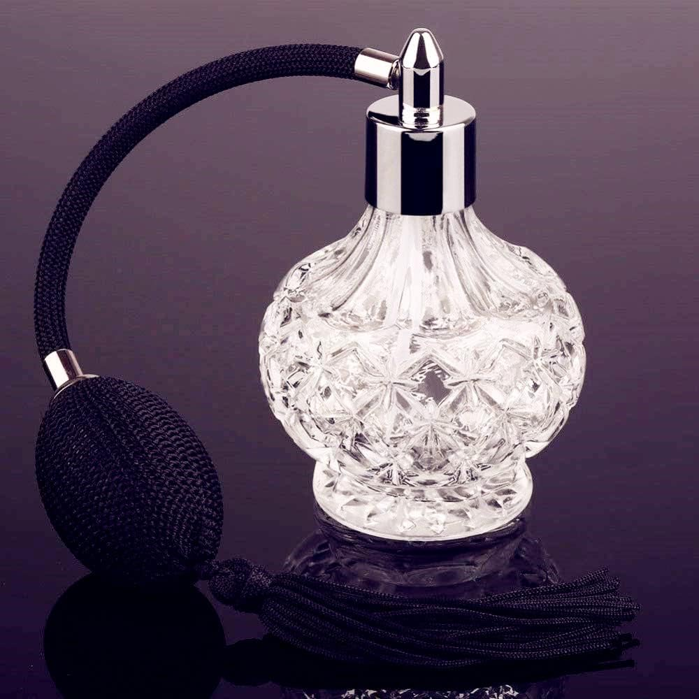 Yangland 1Pcs 80Ml Clear Crystal Vintage Style Perfume Bottle Long Spray Tassels Atomizer Pump Refillable Retro Glass Bottles Makeup Tool