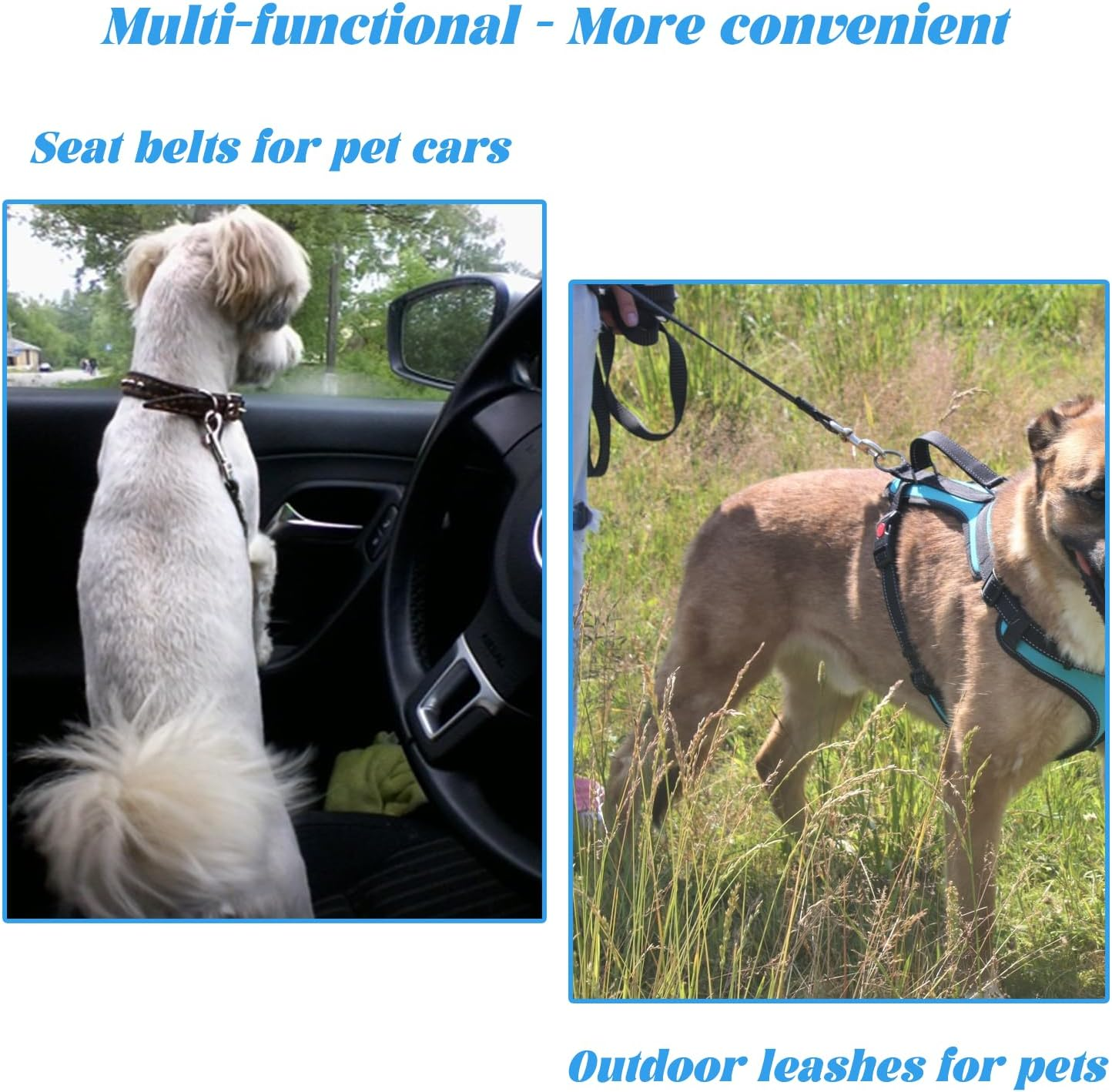 Car Harness for Dogs, Chew Proof Coated Steel Rope, Car Seat Belt with Double Clips and Buckle, Dog Chain, Leash, Vehicle Harnesses for Small Medium Large Dogs, Black And image number 6