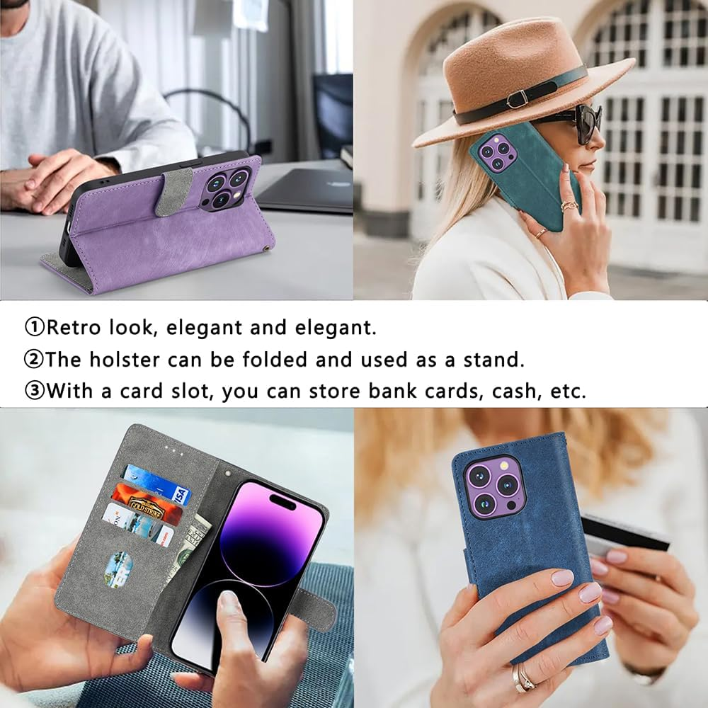 XINNI RFID Protective Phone Case for ASUS ROG Phone 9/ROG 9/ROG 9 Pro, PU/TPU Flip Leather Shockproof Cover, Black image number 2