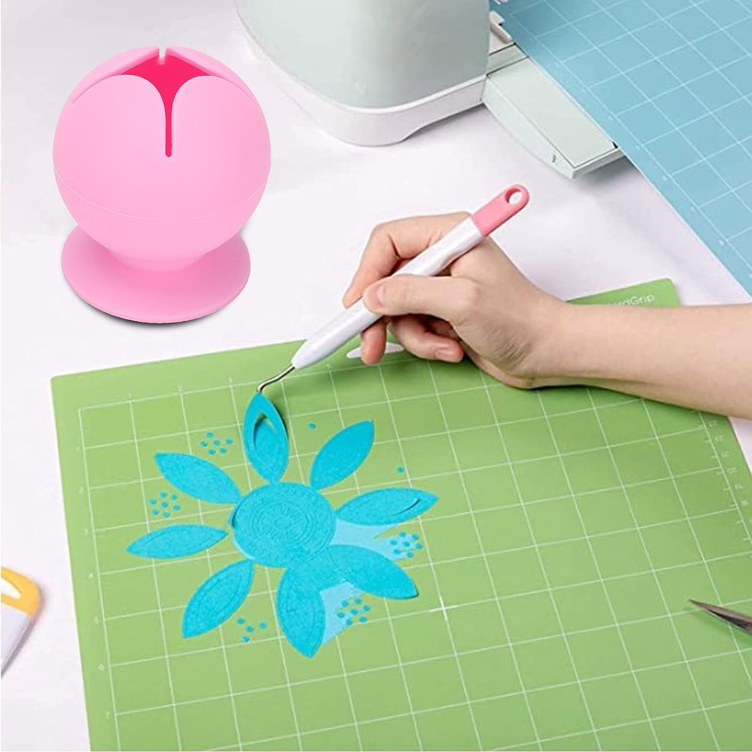 Scrap Collector, Desk Storage Absorbed Suctioned Scrap Collector with 1 Pcs for All Weeding Tools(Pink) image number 5