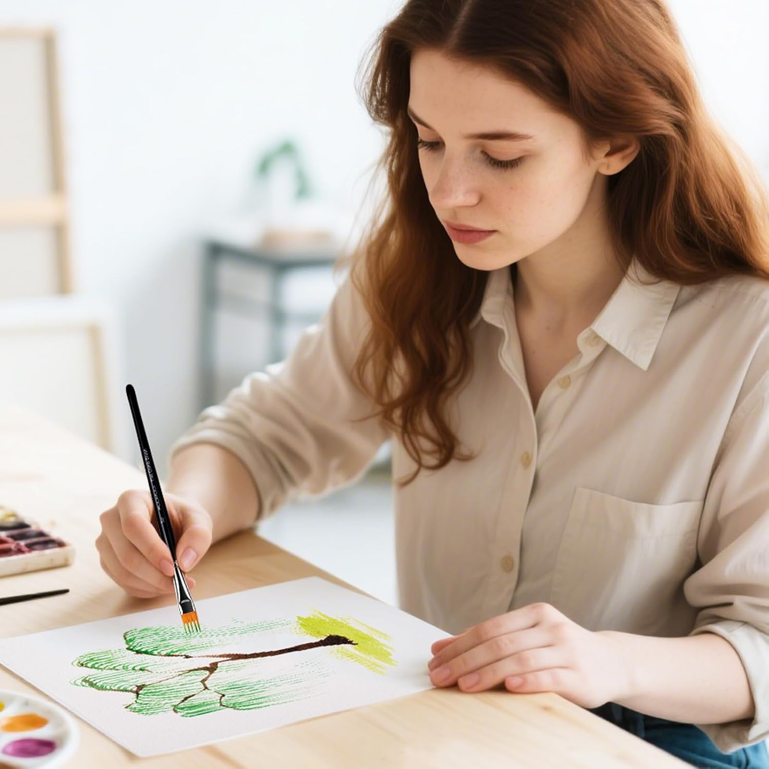 Grainer Brush Set&ndash;5Pcs Professional Flat Comb Brushes for Unique Texture Painting Perfect for Artists Acrylic, Watercolor and Oil image number 6