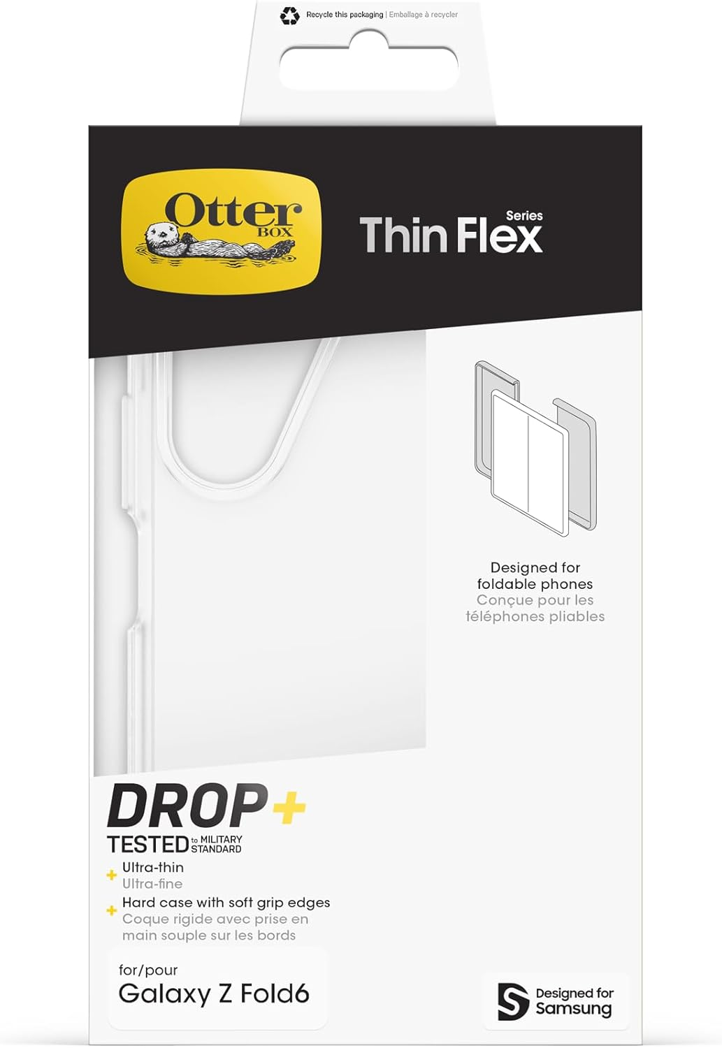 Otterbox Thin Flex Case for Samsung Galaxy Z Fold6, Shockproof, Drop Proof, Sleek Two Piece Protective Case, Tested to Military Standard, for Foldable Phones, Clear image number 3