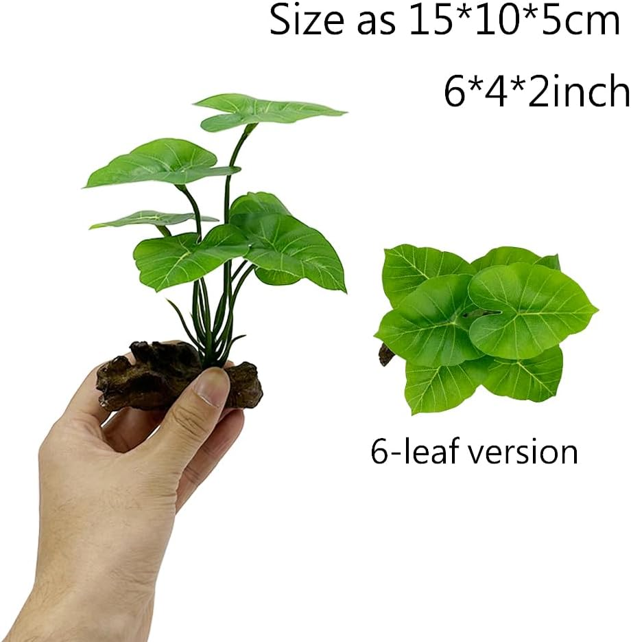 Smoothedo-Pets Fish Tank Decor Aquarium Decorations Ornaments Betta Leaf Pad Hammock Plastic Artificial Plant Goldfish Fish Hides Small Tank/Reptiles Plants Driftwood (Green-Type-A-Set) image number 4