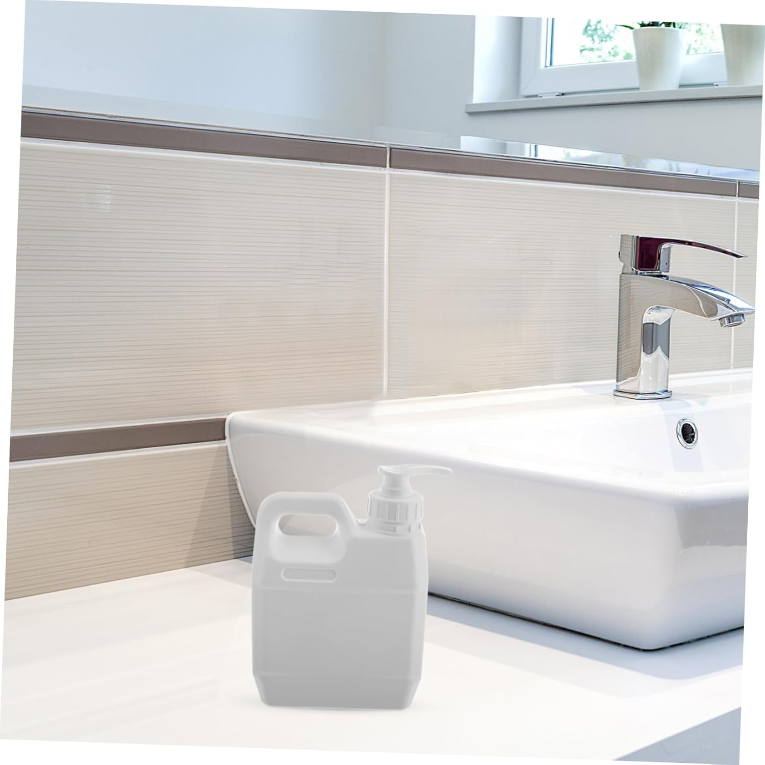 TINEASUR 1L Shampoo Dispenser Pump Bottle White Square Plastic Shampoo and Conditioner Container Pump for Travel and Home Bathroom image number 6