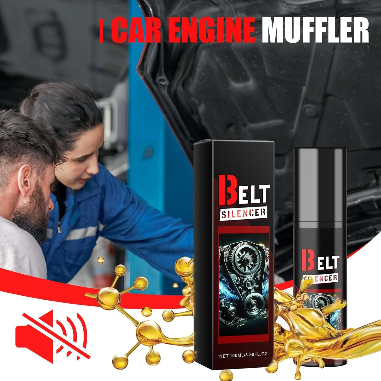 Belt Dressing Spray Automotive - 100Ml Belt Silencer, Anti-Friction Lubricant | Prolongs Beltt Life, Spray-On Noise Protector for Car Engine, Truck Belts Maintenance, Prevents Squeaky Belts, Engine image number 5