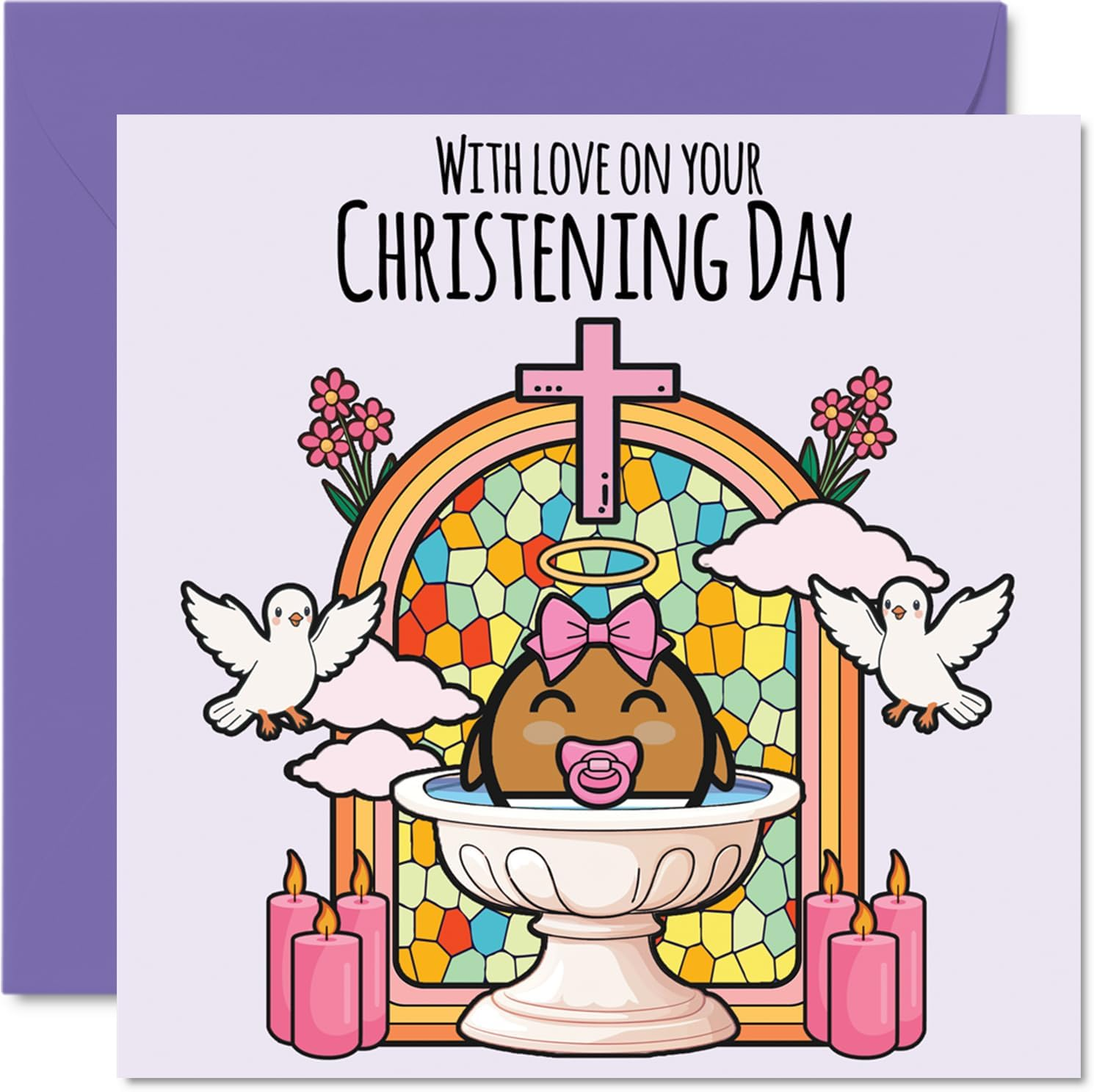 Christening Cards for Girls - on Your Christening Day - Congratulations Card, Communion Gifts for Girls, 145Mm Christian Gifts Religious Greeting Cards image number 4