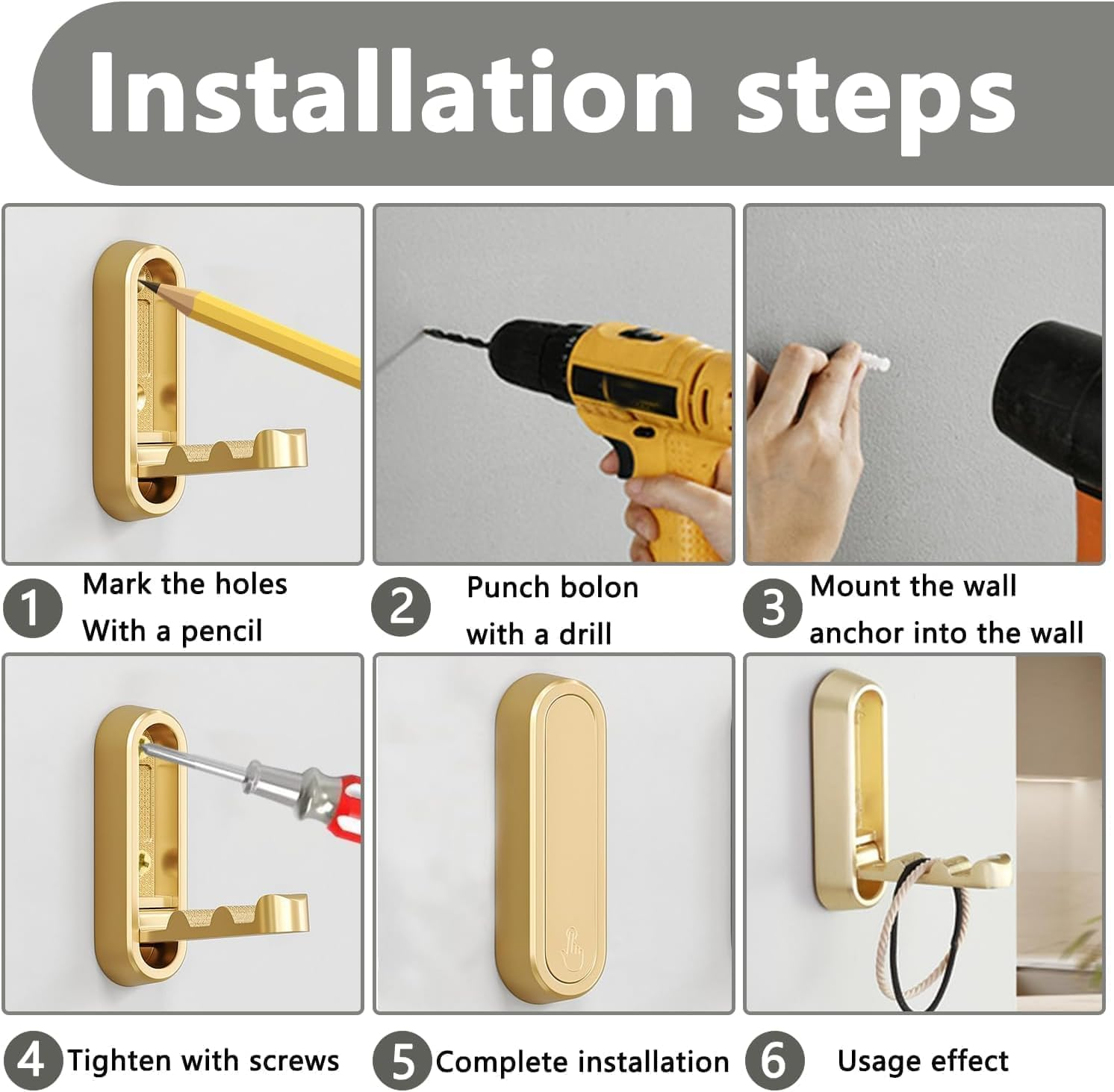 4Pcs Foldable Wall Hooks, Collapsible Towel Hooks, Invisible Space-Saving Hooks, Heavy Duty Zinc Alloy Bathroom Hooks Retractable for Coats, Robes, Bags, Hat, Purse (Includes Screws) image number 2