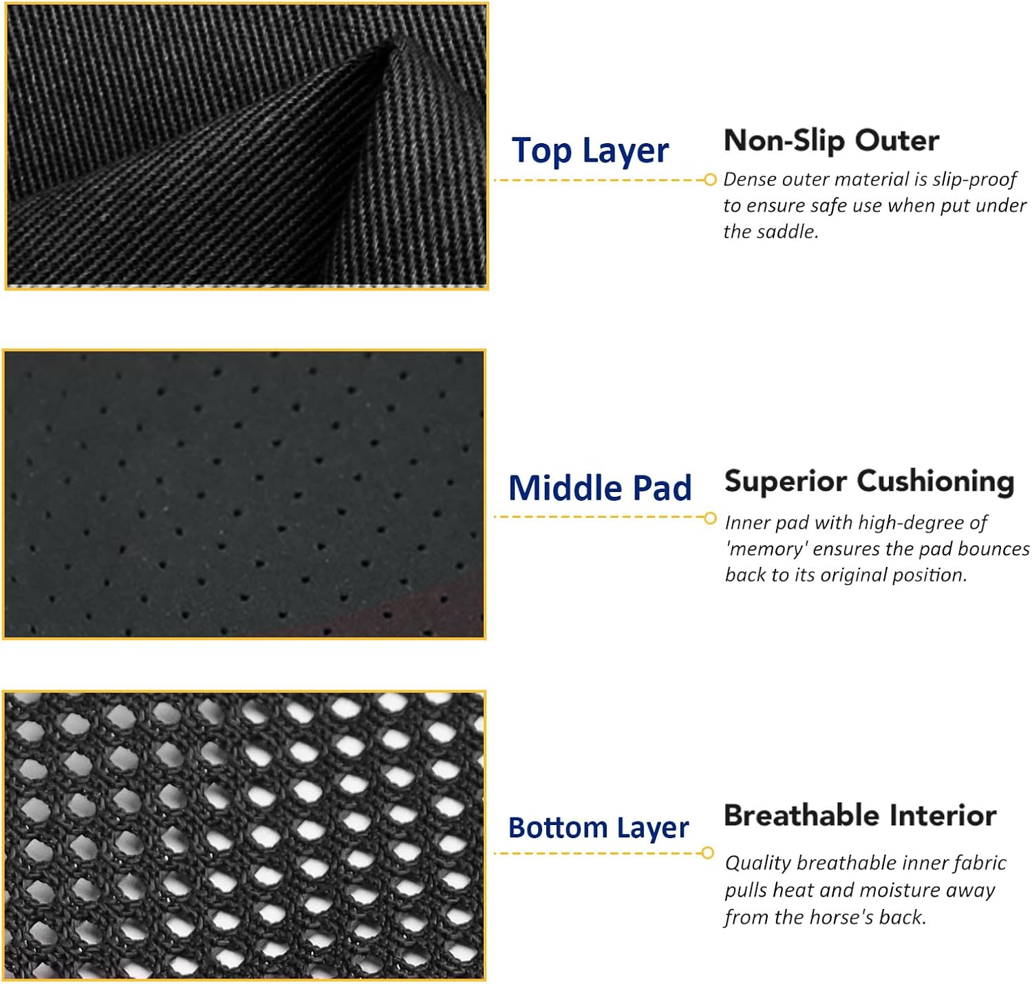 Harrison Howard Dyna-Sorb Full Shock Absorbing Memory Half Saddle Pad for Horse image number 5