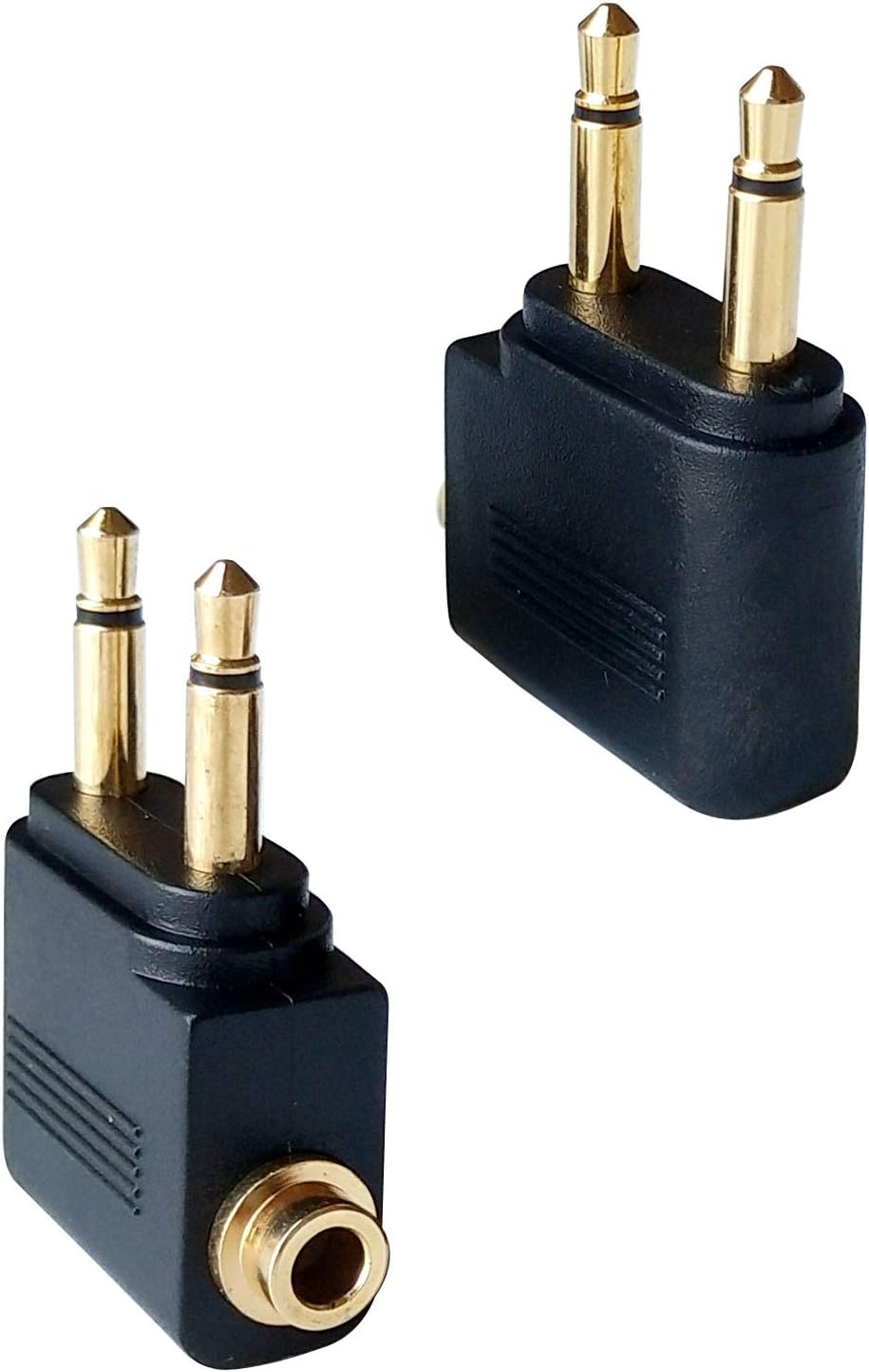 Audio Airplane Adapters Dual 3.5Mm Male to 3.5Mm Female Airline Flight Headphone Adapters Gold Plated (2 Pack) image number 1