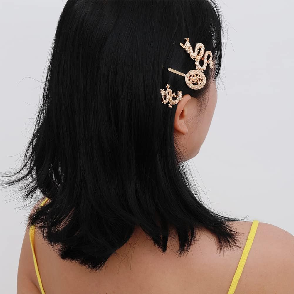 Dragon Gold Hair Barrettes for Girls and Women - Bobby Pins, Hair Accessories, Chinese Hair Clip, Hairpin image number 3