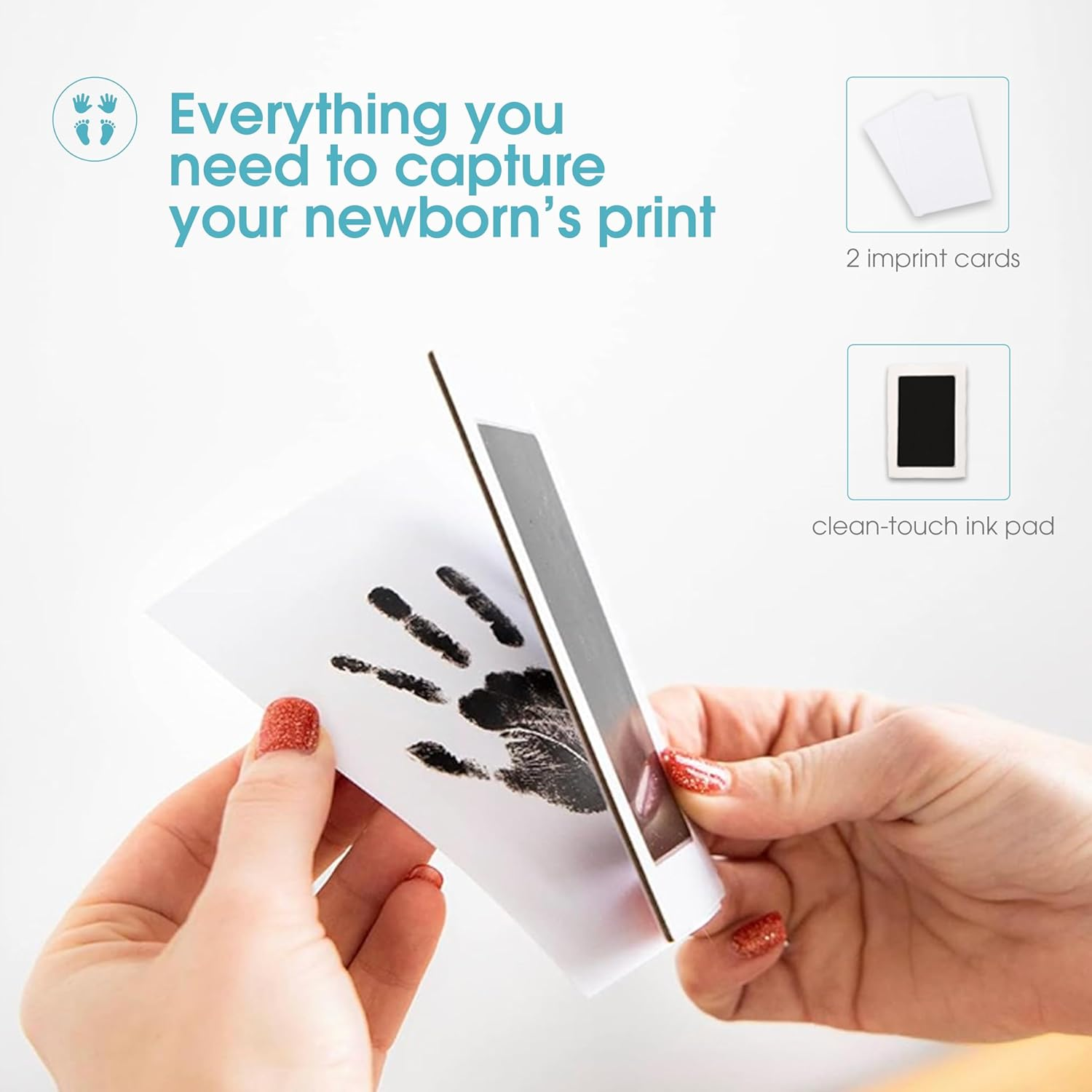 Pearhead Newborn Baby Handprint or Footprint &ldquo;Clean-Touch&rdquo; Ink Pad - 2 Uses - Black image number 5
