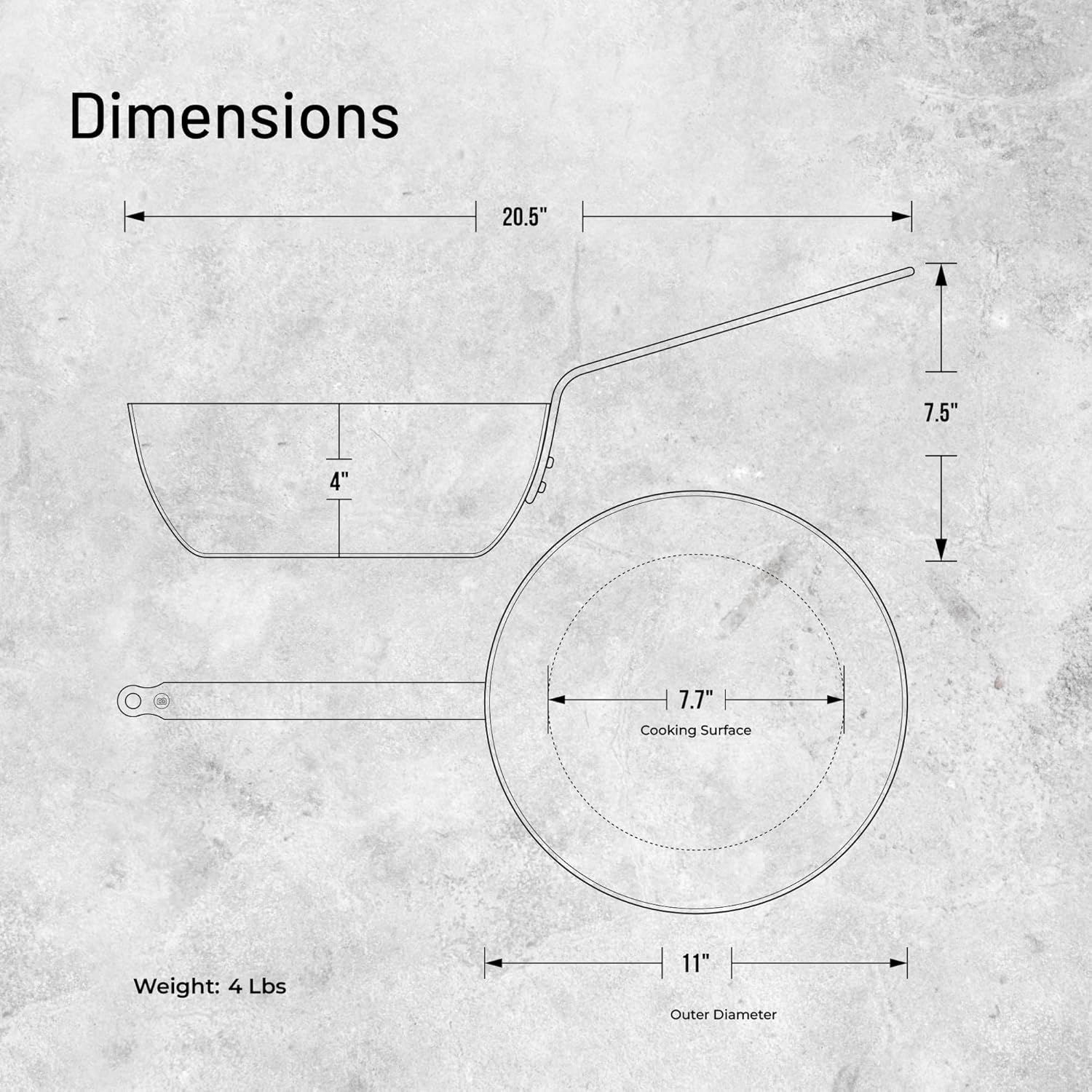 De Buyer Mineral B Carbon Steel Country Fry Pan - 11&rdquo; - Ideal for Sauteing, Simmering, Deep Frying & Stir Frying - Naturally Nonstick - Made in France image number 4