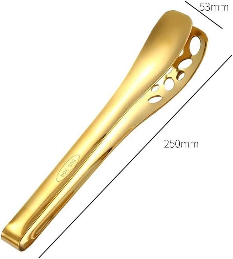 2 Pack Kitchen Tongs for Cooking 10 Inch Stainless Steel Salad Tongs BBQ Grill Tongs Heavy Duty Metal Tongs Heat Resistant Gold Serving Utensils (Gold, 10 Inch) image number 1