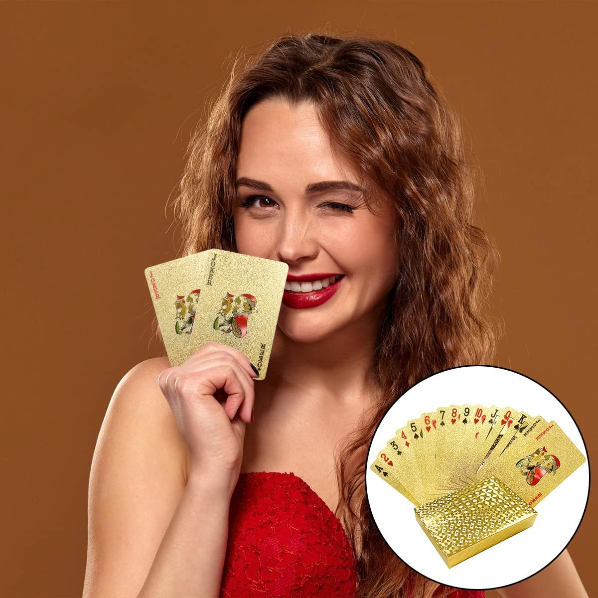 BEZANU Playing Cards, Standard Waterproof Poker Cards for Party, Magic, Table Cards Game (Gold) image number 5