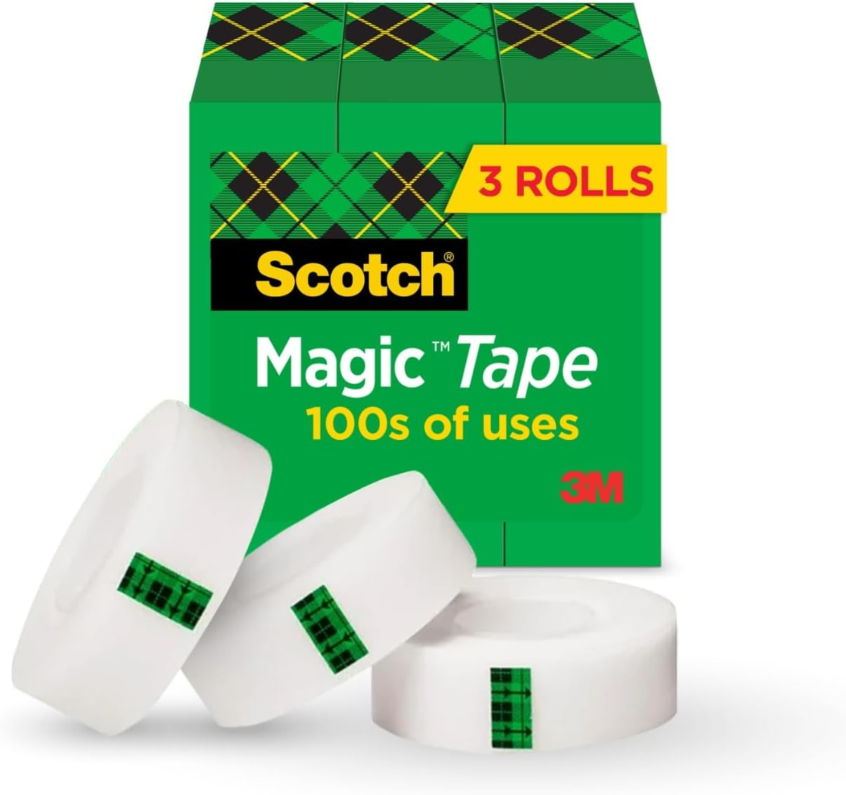 Scotch Magic Tape, Invisible, Repair Christmas Cards and Use as Wrap Supplies for Christmas, 4 Tape Rolls - 1000-Inches
