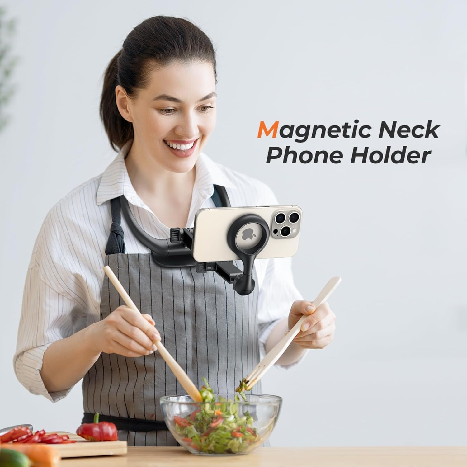 Magnetic Neck Cell Phone Holder, Hands Free Phone Stands Mount for Neck, Neck Holder Chest Stand Pov/Vlog Video Recording & Filming, Neck Tripod for Iphone 16 15 14 13 12 Seires image number 1