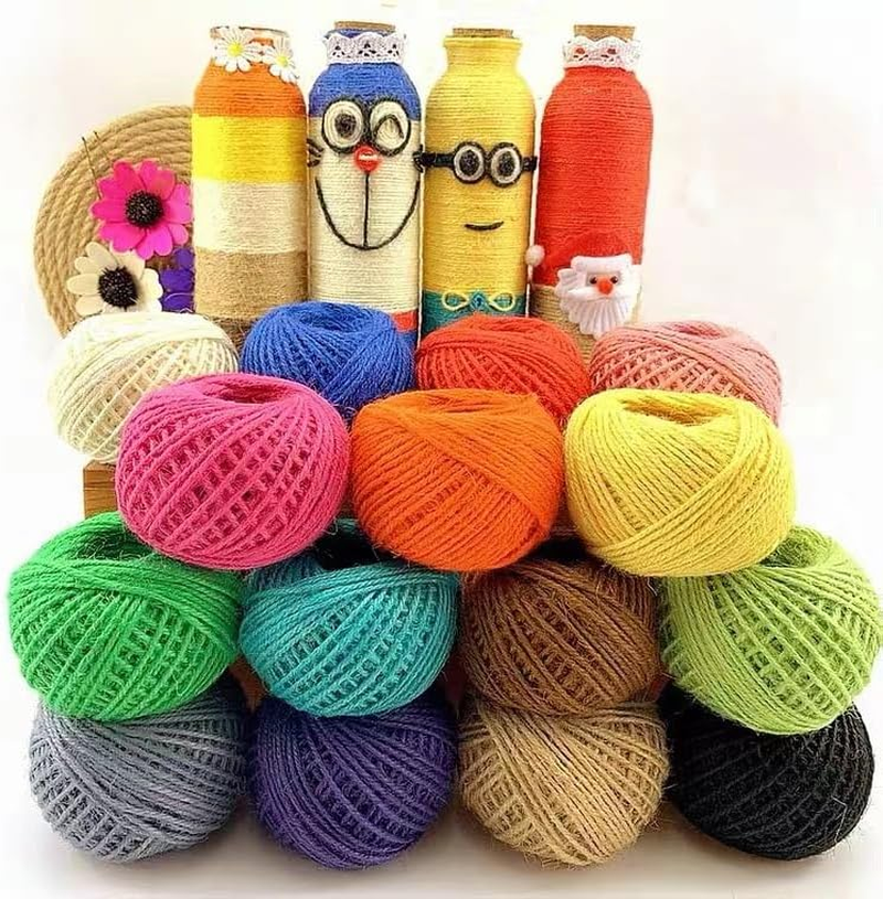 12 Rolls Colorful Jute Twine, Betterjonny 2 Strands 1.5Mm Natural Jute String Twine 30M / Roll Rope Twine String for Wall Hanging, Plant Hanging, Artworks, DIY Decoration image number 1