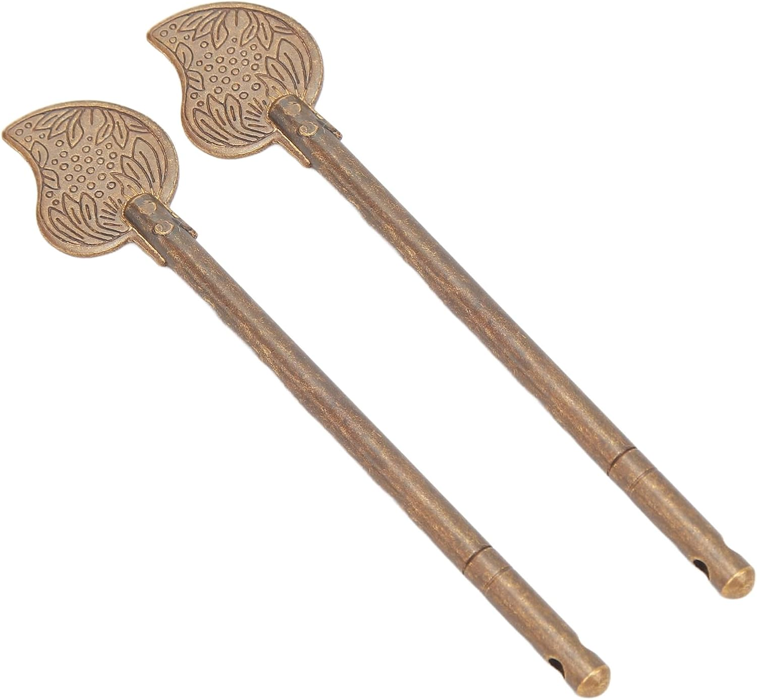 Cabinet Key Antique Locking Pin, 2 Pcs Door Locking Pin Retro Brass Leaf Shape, Home Improvement Hardware image number 6