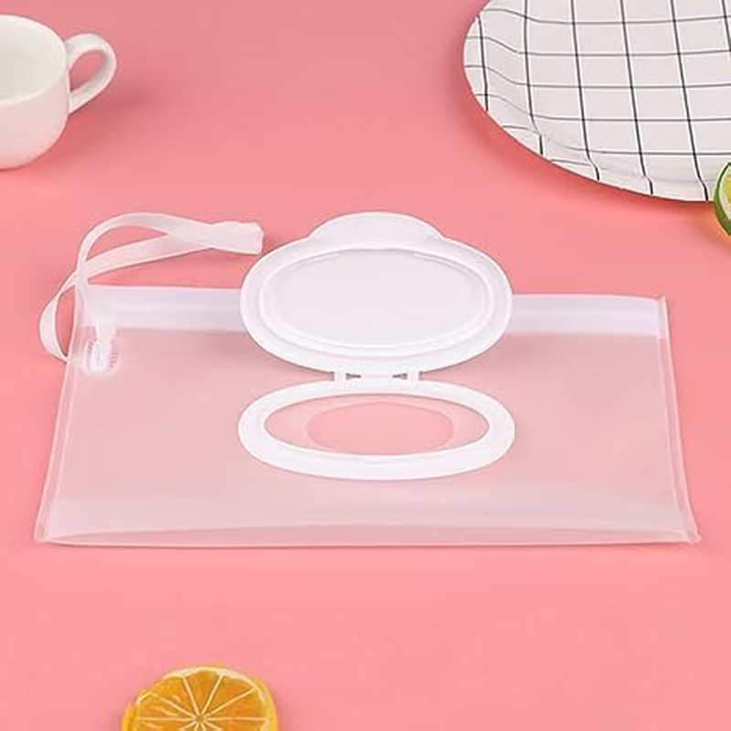 Baby Wipe Case Travel Holder Keeps Wipes Moist Set of Wet Wipes Holders Cases Portable Travel on the Go Refillable Dispenser Container Waterproof Wipe Container with Sealed, White image number 1