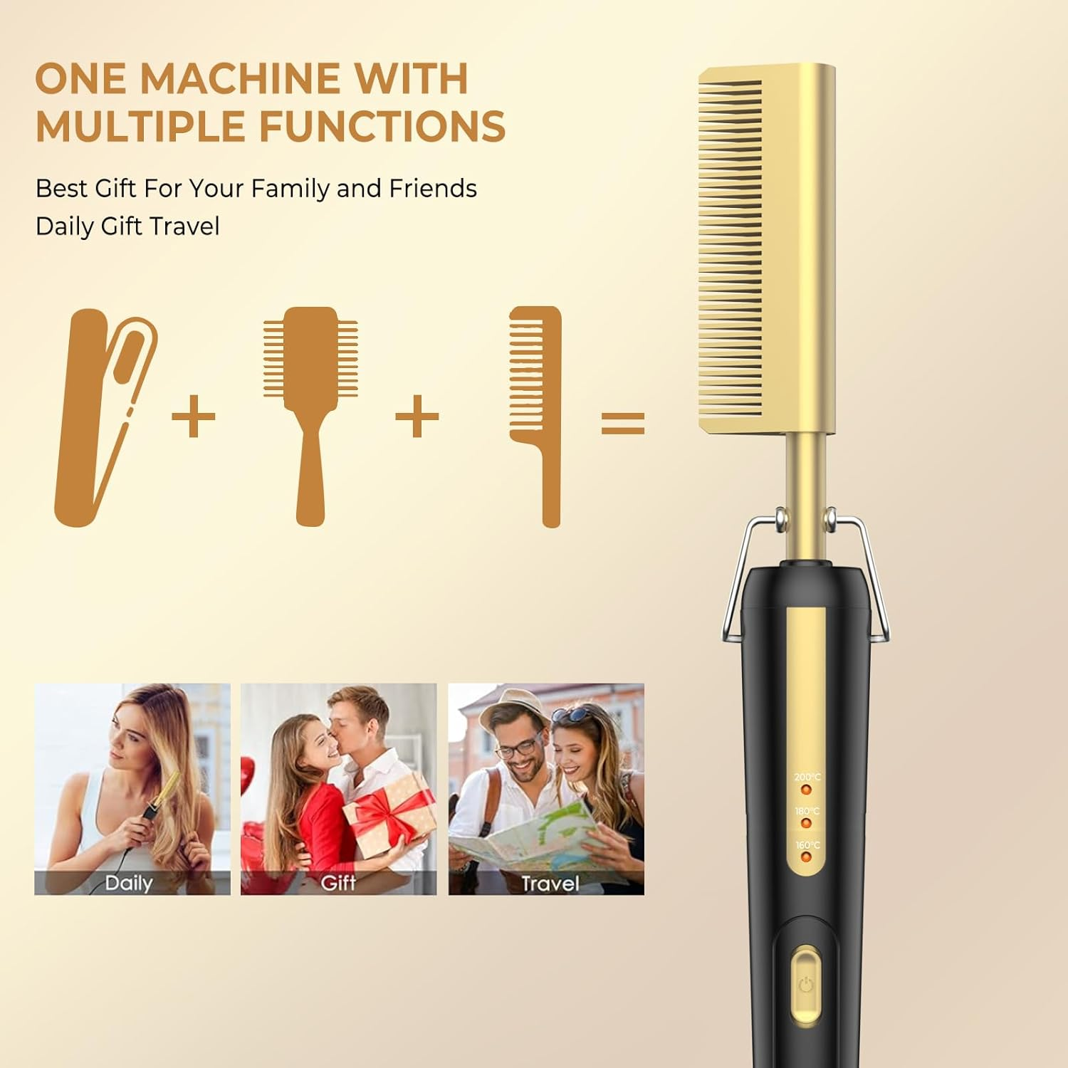 Hot Comb with Keratin Hair Straightening Brush image number 2