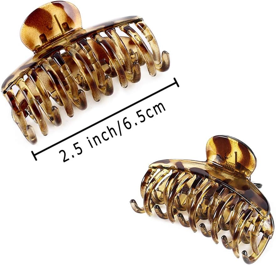 DEEKA 3 PCS 2.5 Inch Tortoise Shell Hair Claw Clips Double Row Teeth Plastic Hair Jaw Clips Hair Barrettes Thick Medium Thin Hair Clips for Women image number 3