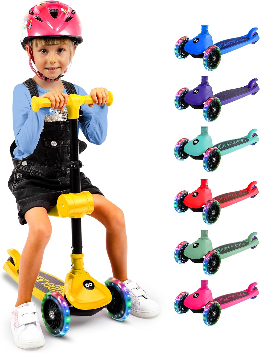 Serenelife 3-Wheel Foldable Kids Scooter Set image number 5