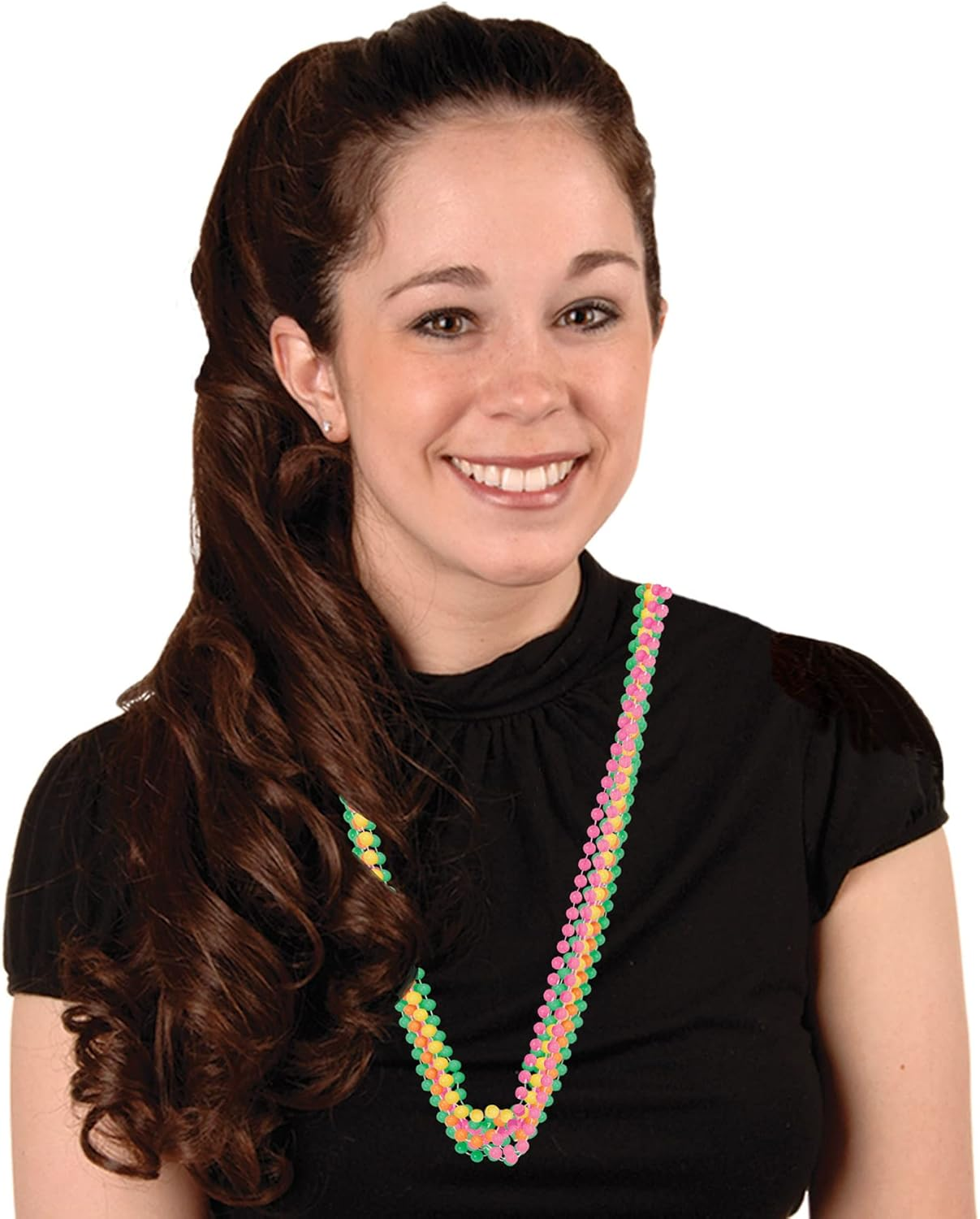 Beistle 53524 Neon Party Beads, 24 Piece, 33", Green/Pink/Yellow/Orange image number 1