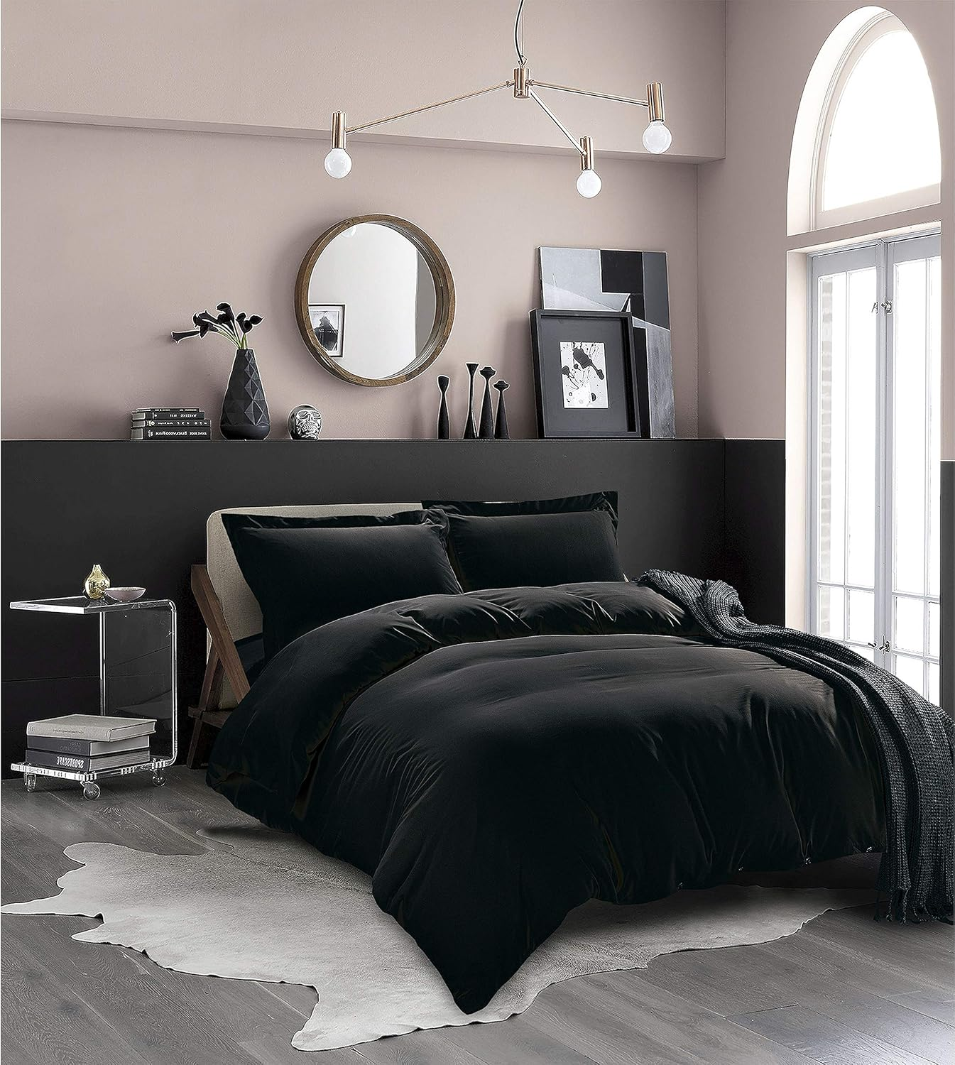 Elegant Comfort Luxury 3-Piece Duvet Cover Set - 1500 Premium Hotel Quality Microfiber Hotel Collection - Comforter Cover with Button Closure and Shams, King/California King, Black image number 4