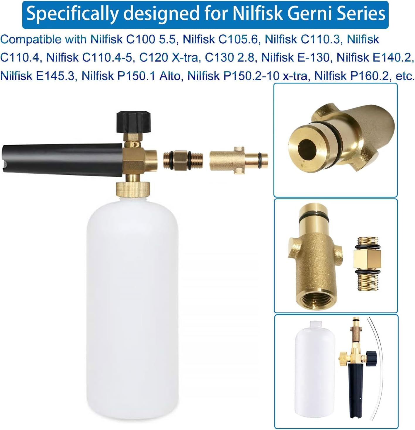 Rediboom Adjustable Snow Foam Lance for Nilfisk Gerni High Pressure Washers Foam Cannon Soap Dispenser Nozzle image number 5