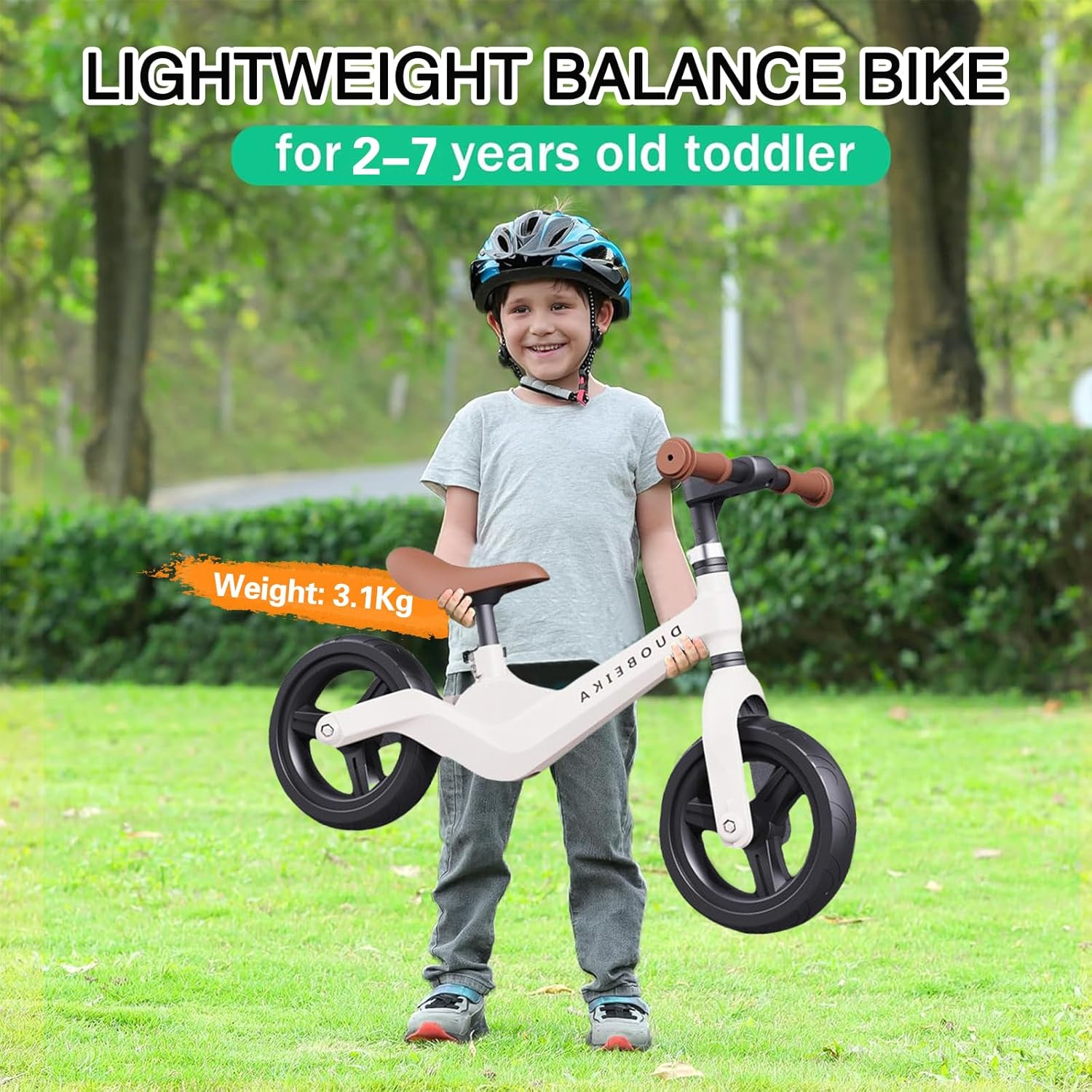 Toddler Balance Bike, 12" No Pedal Balance Bicycle for 2-7 Years Old Kids, Lightweight Sport Training Bike with Adjustable Handlebar and Seat, Steady Balancing, Gift Bike Toys for Boys Girls image number 3