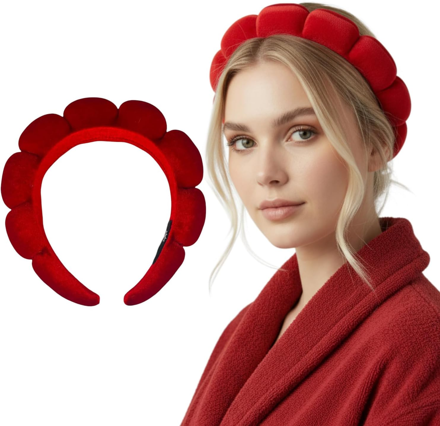 Bottega Della Principessa Ladies Curved Velvet Alice Band Alice Band Skin Care Viral Tik Tok Beauty Routine Makeup Spa with Organza Bag image number 1