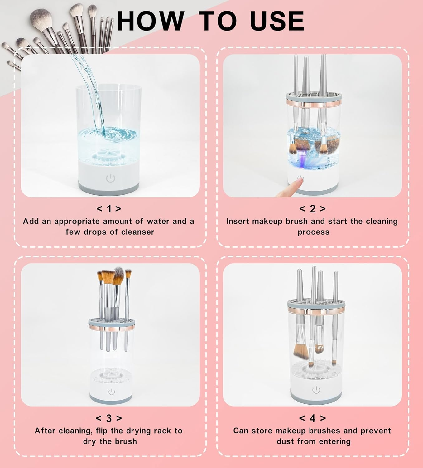 YBVABE Electric Makeup Brush Cleaner and Dryer &ndash; Rechargeable Automatic Brush Cleaning Machine for Deep Cleaning and Fast Drying All Types of Makeup Brush Types image number 5