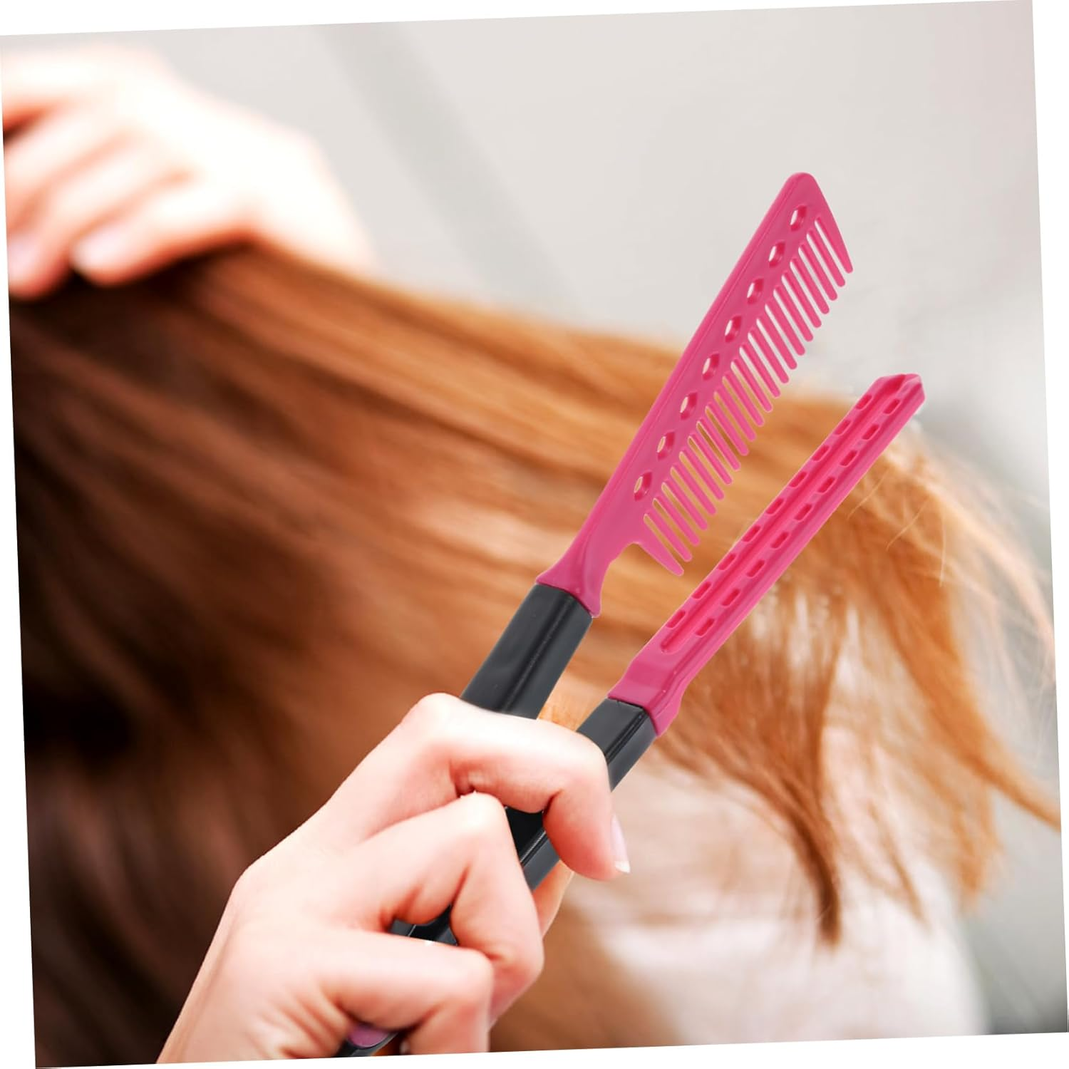 Outanaya Hair Straightening Comb Plastic Material Flat Ironing Hair Styling Tool Random Color