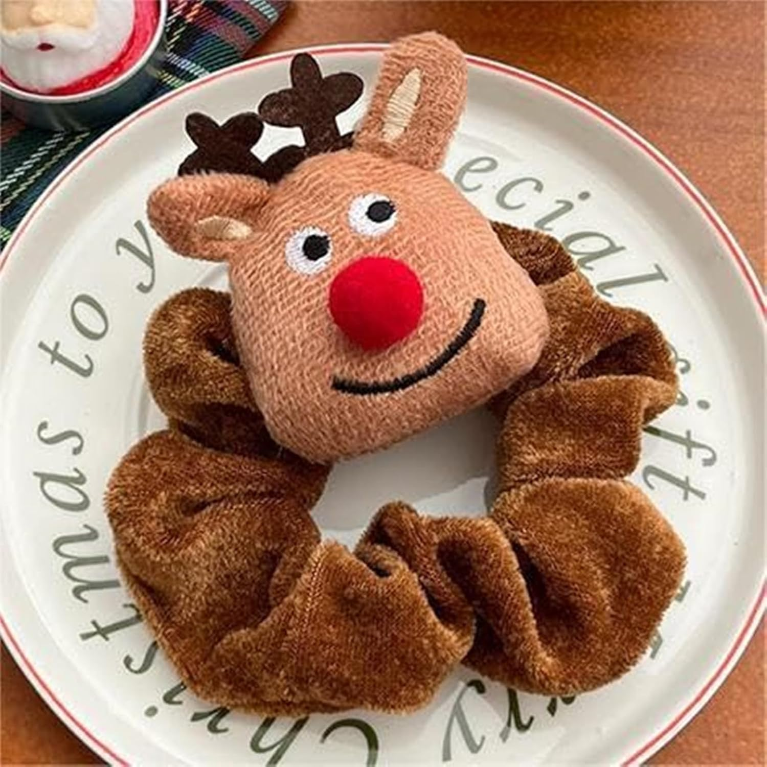 Zynfora 3PCS Christmas Hair Scrunchies Velvet Christmas Hair Ties Elastic with Christmas Tree Santa Claus Elk Hair Bands Hair Ties Xmas Ponytail Holders Hair Accessories for Women Girls image number 4