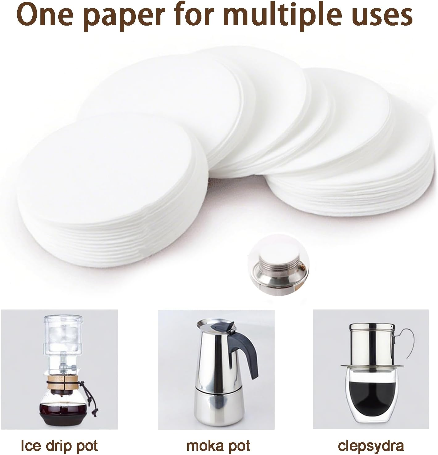 Zvorgath Coffee Filter Paper - 400 Pcs round Disposable, Compatible with Aeropress All Coffee and Espresso Makers, Non Bleached Natural Paper Micro-Filters image number 2
