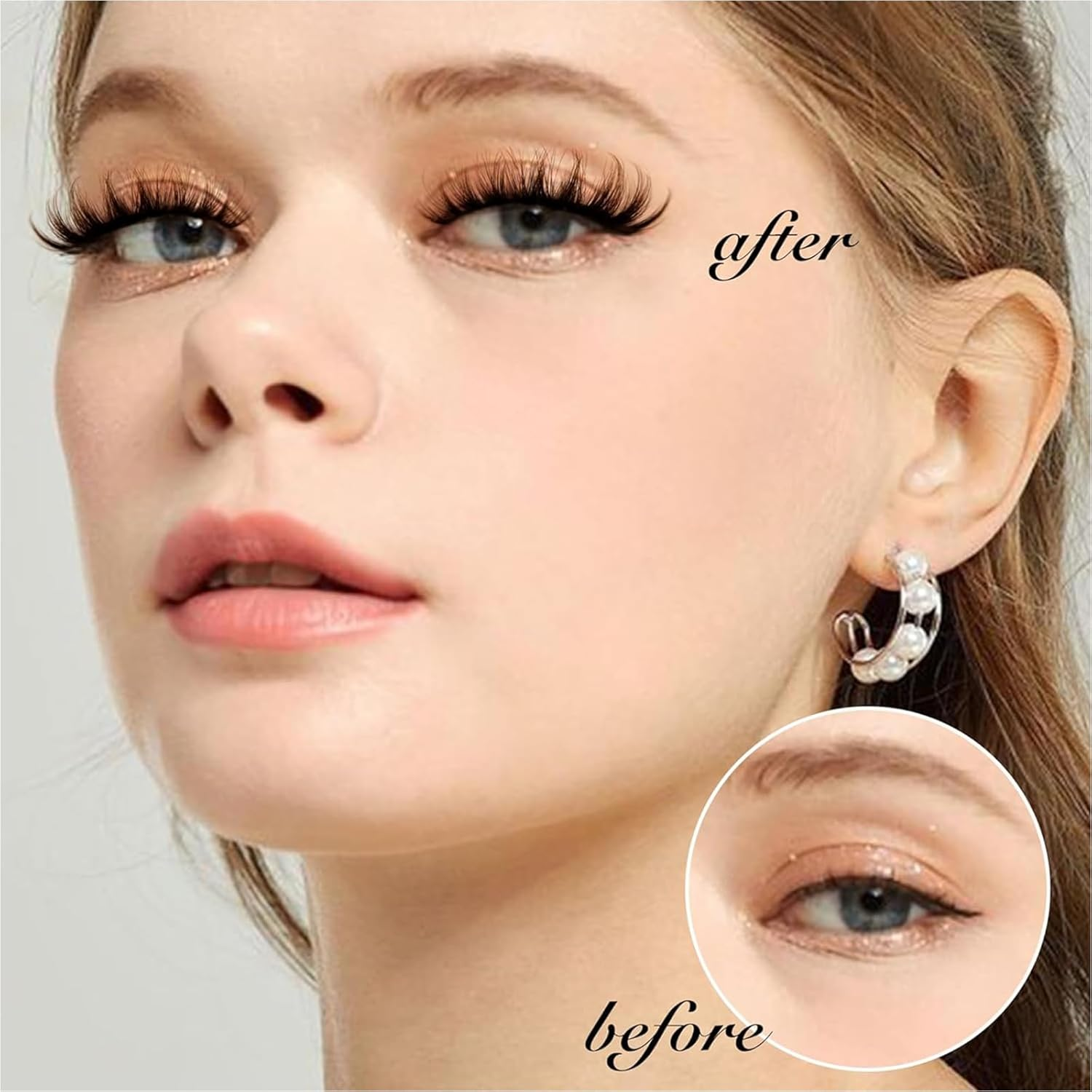 7 Pairs Natural Soft Eyelashes, Brown Curl Cat Eye Wispy, Clear Band Fluffy Strip Lashes, Fox Eye Long Volume Fake Eyelashes image number 5