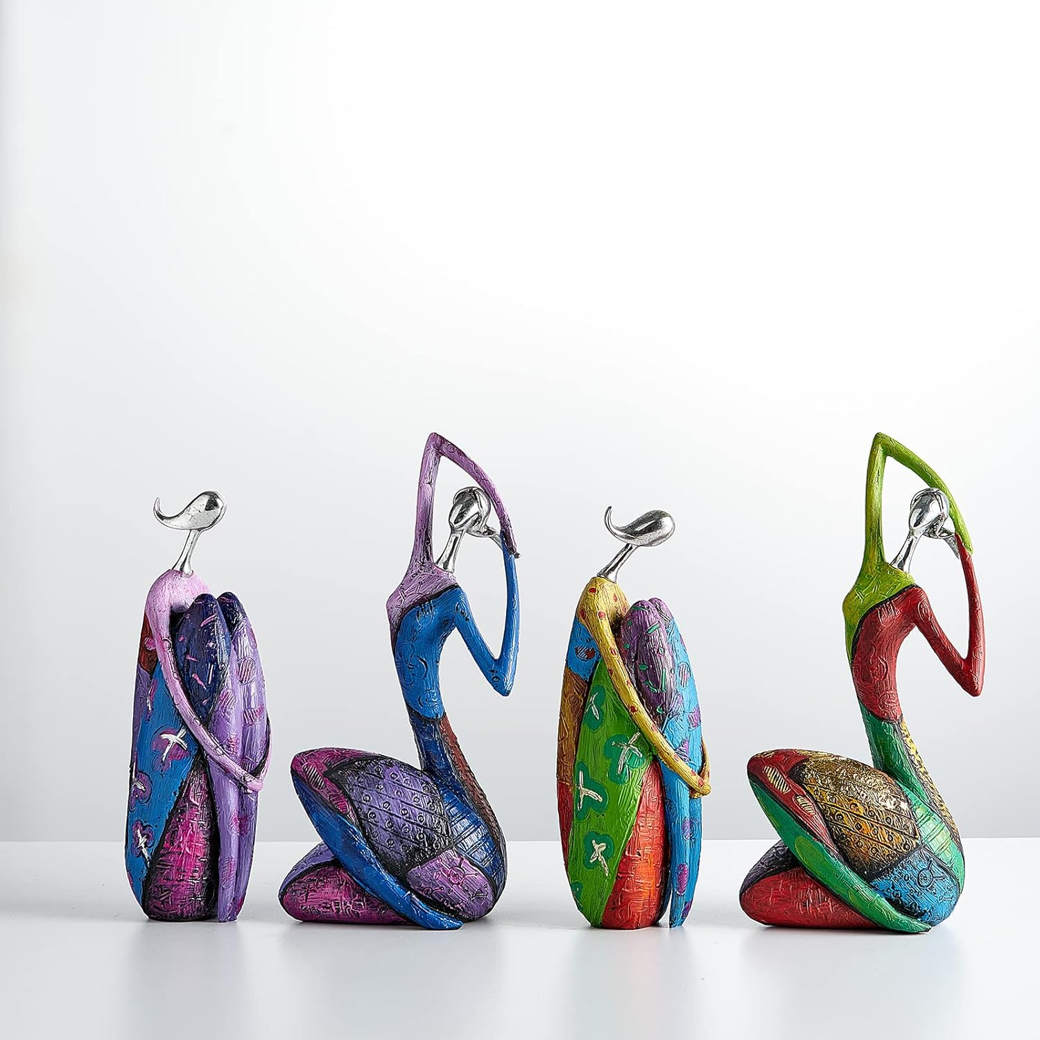 Octdays Art Female Sculpture Figurines, Abstract Woman Statue for Home Decor, Colorful Decorations for Living Room Shelf Office Cabinet Accents- A image number 1