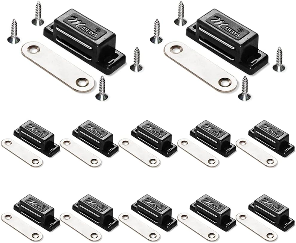 12 Pack Cabinet Magnets Magnetic Door Catch for Kitchen Bathroom Cupboard Wardrobe Closet Closures Cabinet Door Drawer Latch 15 Lbs Screws Included (White)