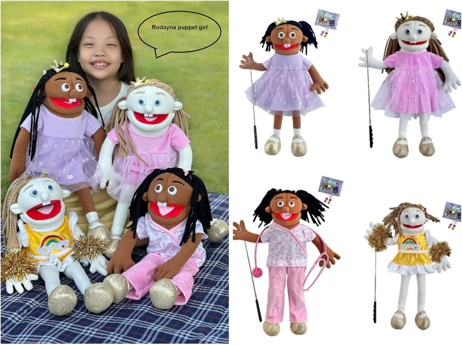 Rodayna 25", Black Girl, Full Body, Ventriloquist Style Puppet,Hand Puppet image number 4