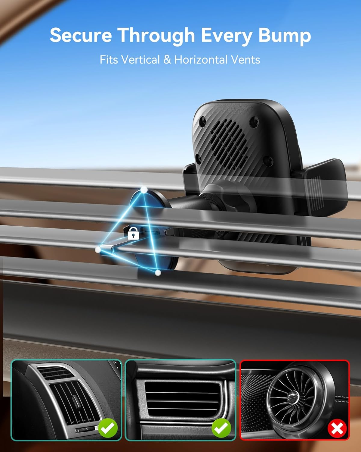 INIU Car Mount Charger, Qi2 Certified 15W for Wireless Car Charger, Ultra Strong Magnet Phone Holder with Cooling Fan & RGB, Vent Dash Phone Mount Holder for Iphone 16 15 14 13 Series