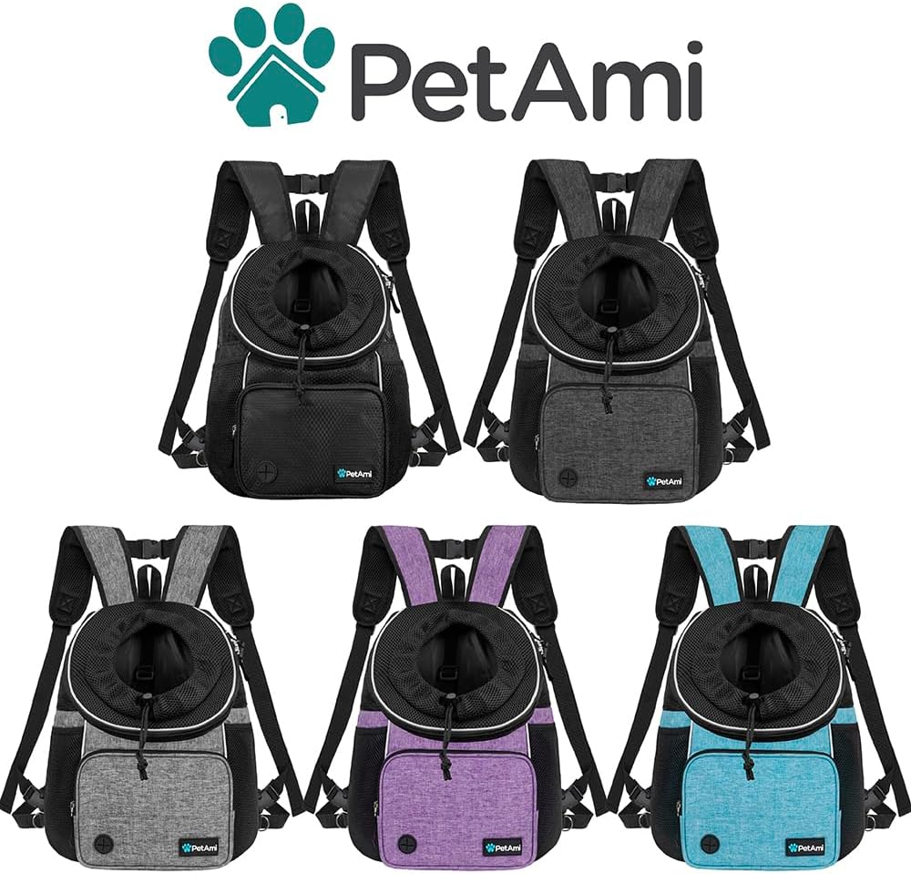 Petami Dog Front Carrier Backpack, Adjustable Pet Cat Chest Ventilated Dog Carrier for Hiking Camping Travel, Small Medium Puppy Large Cat Carrying Bag, Max 10 Lbs, Gray image number 2