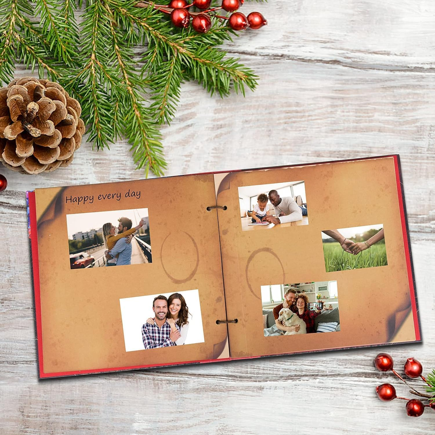 Our Adventure Book 12X12 Inch - Handmade Scrapbook Album for Travel, Wedding, Writing - 60 Pages DIY Memory Album - Perfect for Anniversary, Friends, Family, and Couple Gifts (12In-Adventure Book) - Brown image number 4