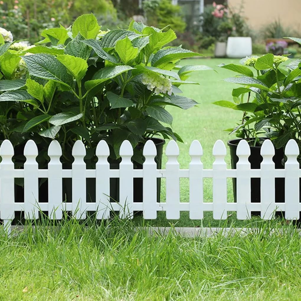 Springup 4Pcs/Set 48X29Cm(Each) No Dig Fence Border Insert White Plastic Fence Garden Picket Fence Edgings Lawn Flowerbeds Plant Borders Outdoor Landscape Decor Yard & Patio image number 6