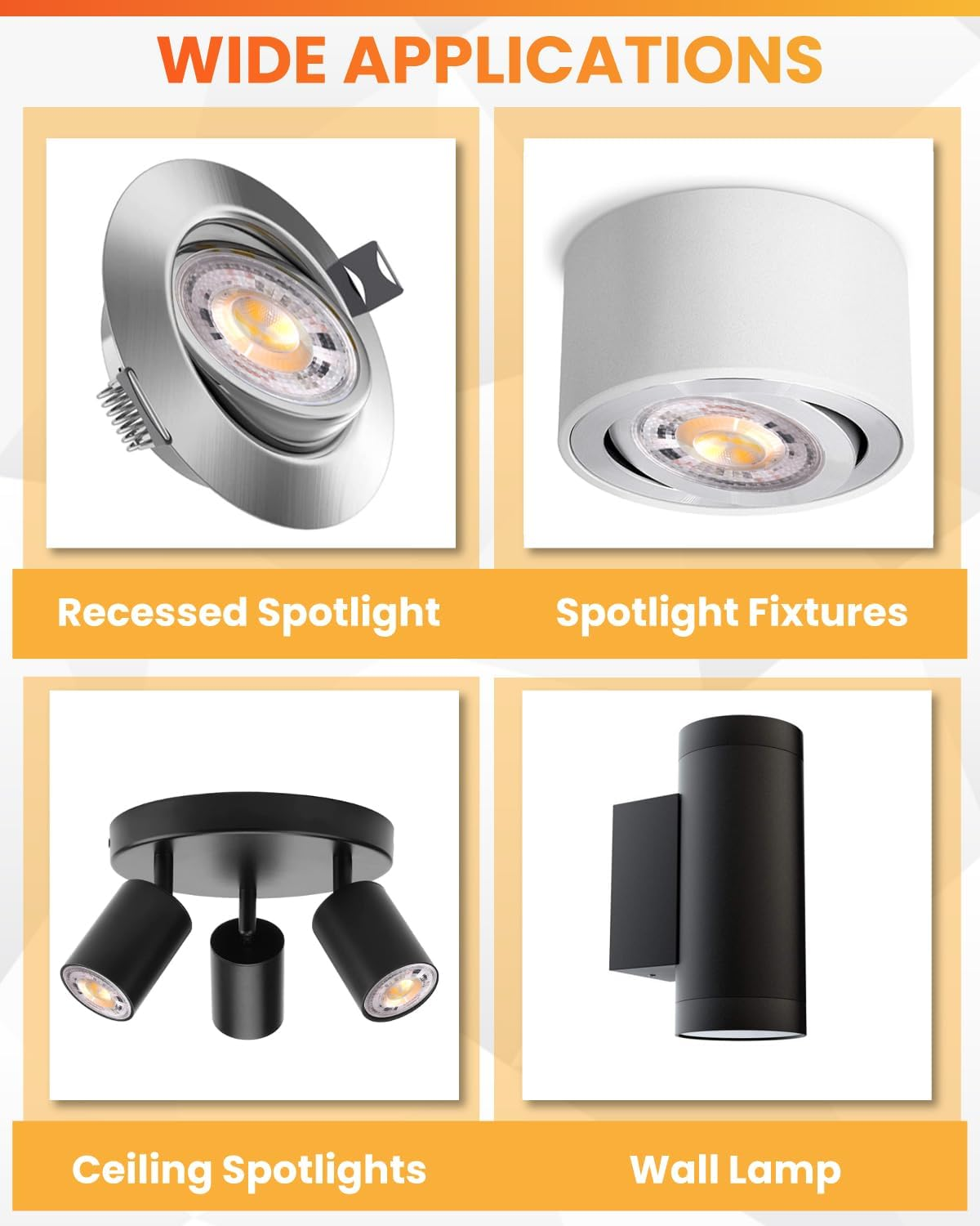 Tobebright GU5.3 MR16 LED Bulbs Warm White 6 W Replacement for 50 W Halogens, 38&deg; Beam Angle LED Spot MR16, AC/DC 12 V 450 Lm MR16 LED Bulbs, Not Dimmable for Recessed Tracking Lighting (Pack of 2) image number 2