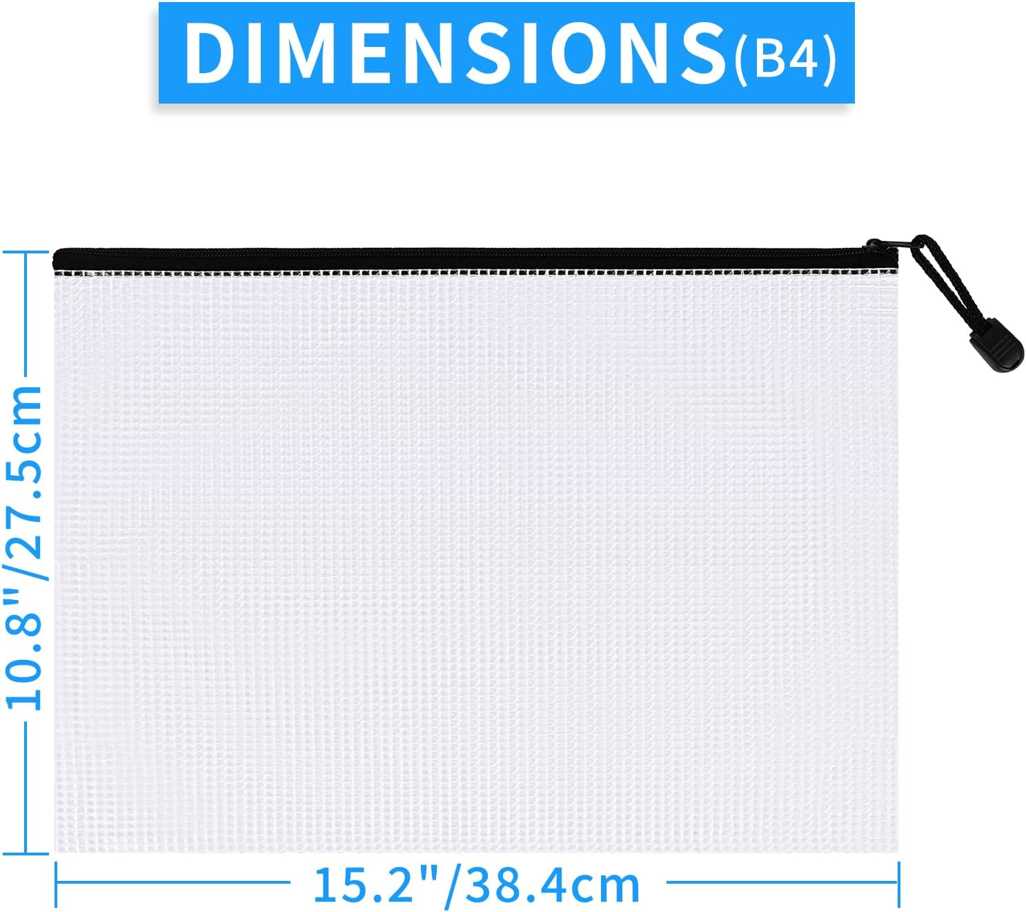 12Pcs B4 Zip Wallets, B4 Plastic Mesh Zipper Pouches,Clear B4 Zip Lock Document Folder File Folder image number 2