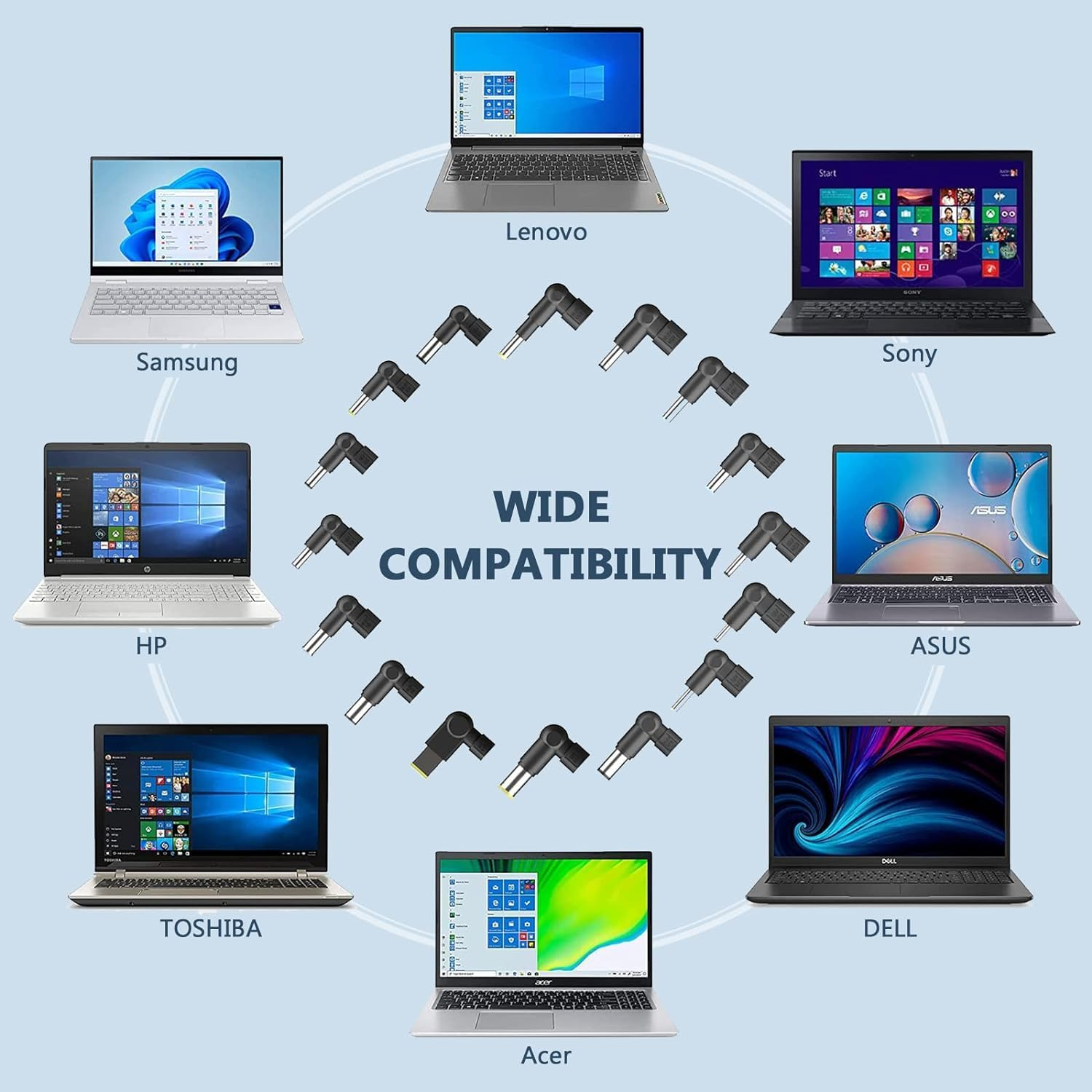 90W Universal Laptop Charger AU Compatible with HP Lenovo Dell Acer Asus IBM Toshiba Samsung Sony Fujitsu Gateway Notebook Ultrabook Chromebook Power Supply Cord with 16 Tips image number 6