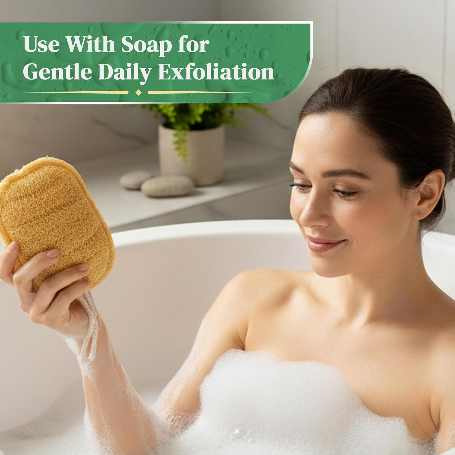 100% Natural Loofah Exfoliating Sponge (4 Pack) - Loofah Body Scrubber - Loofah Sponge - Organic Loofah - Exfoliating Body Sponge - Biodegradable Loofah - Bath Luffa Sponges - Exfoliating Loofah Pad image number 1