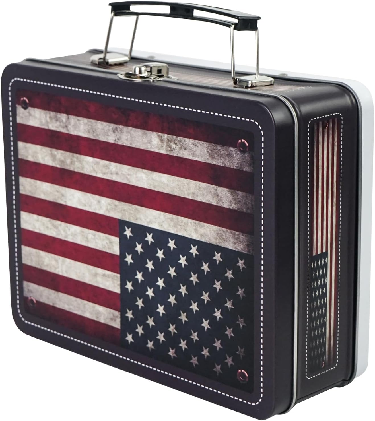 Luwint Tin Storage Box with Handle Small Metal Fun Box Cute Sturdy Tin Box Decorative Keepsake Case with Lid (Ice Cream)