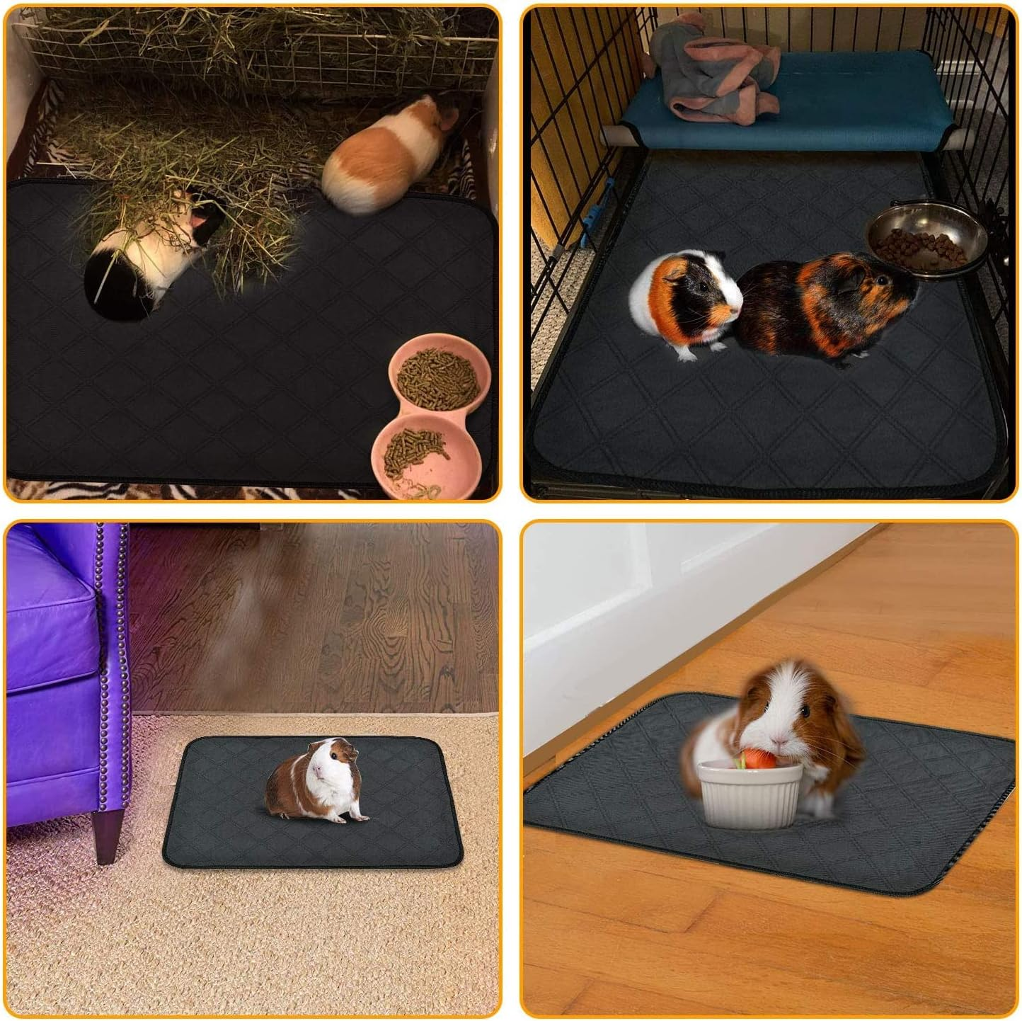 PIPI Pads for Guinea Pigs Cage Inserts 2 Pack Washable Guinea Pig PIPI Pads Waterproof Non-Slip Guinea Pig Bedding Super Absorbent Pee Pad for Small Animals image number 6