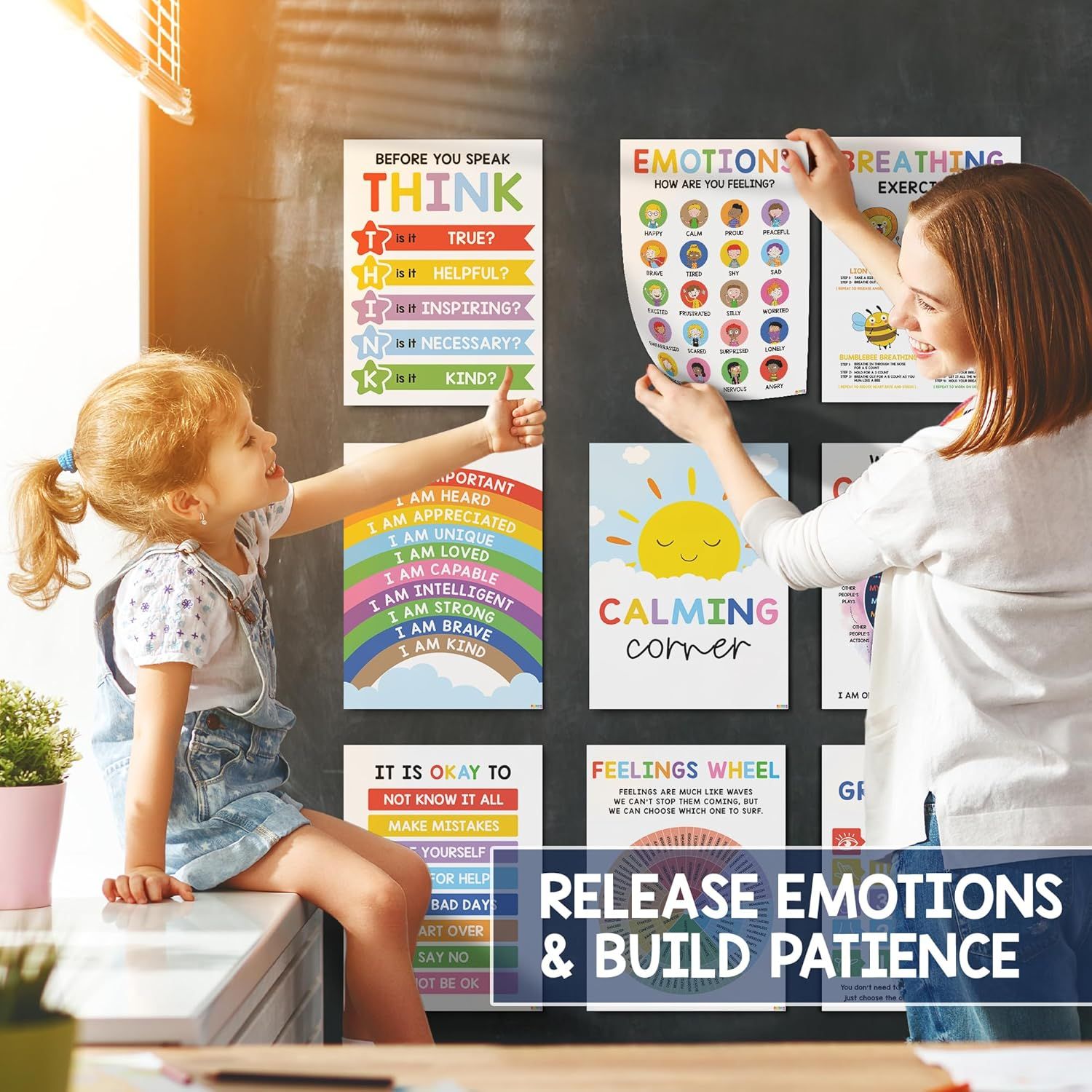 BEAWART 12 Calming Corner Classroom Posters (10X14) - Feelings Wheel Chart & Emotions Poster for Kids, Calm down Corner Supplies for Therapy Office Decor, Mental Health Wall Decorations for Preschool image number 3